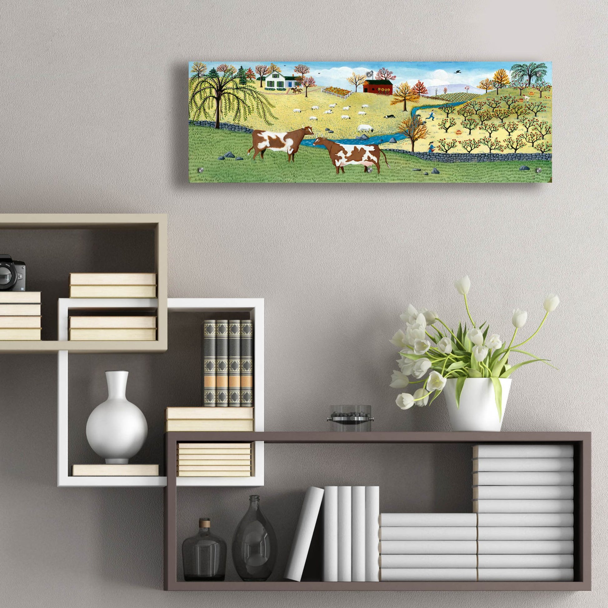 Epic Art 'Willow Tree Farm' by Susan Henke Fine Art, Acrylic Glass Wall Art,36x12