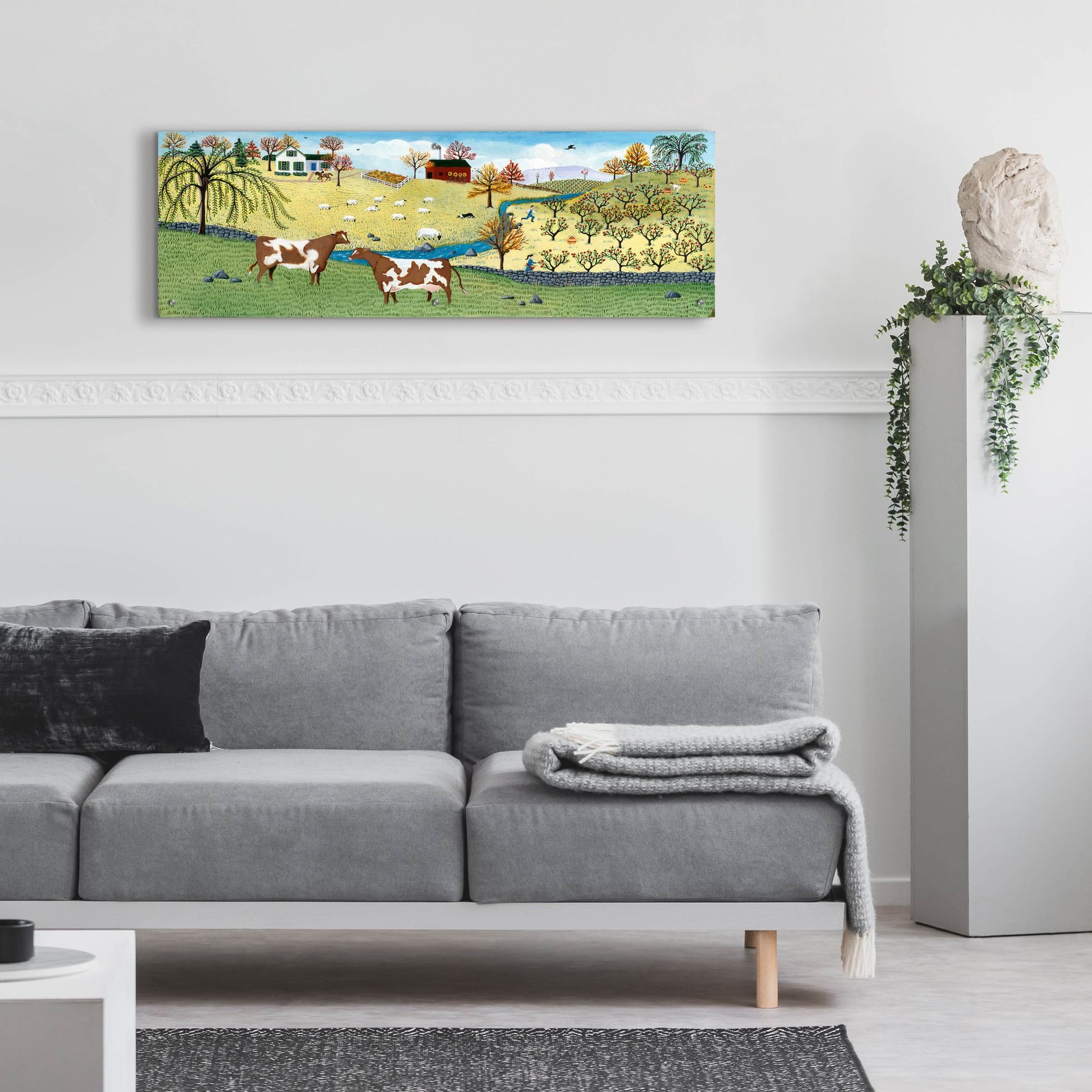 Epic Art 'Willow Tree Farm' by Susan Henke Fine Art, Acrylic Glass Wall Art,48x16