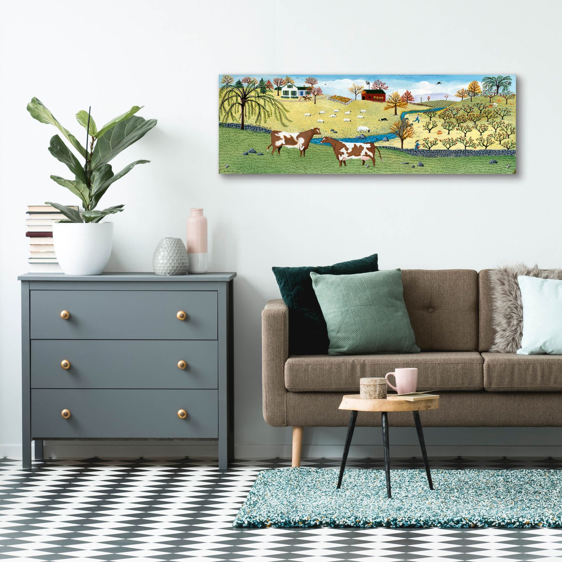 Epic Art 'Willow Tree Farm' by Susan Henke Fine Art, Acrylic Glass Wall Art,48x16