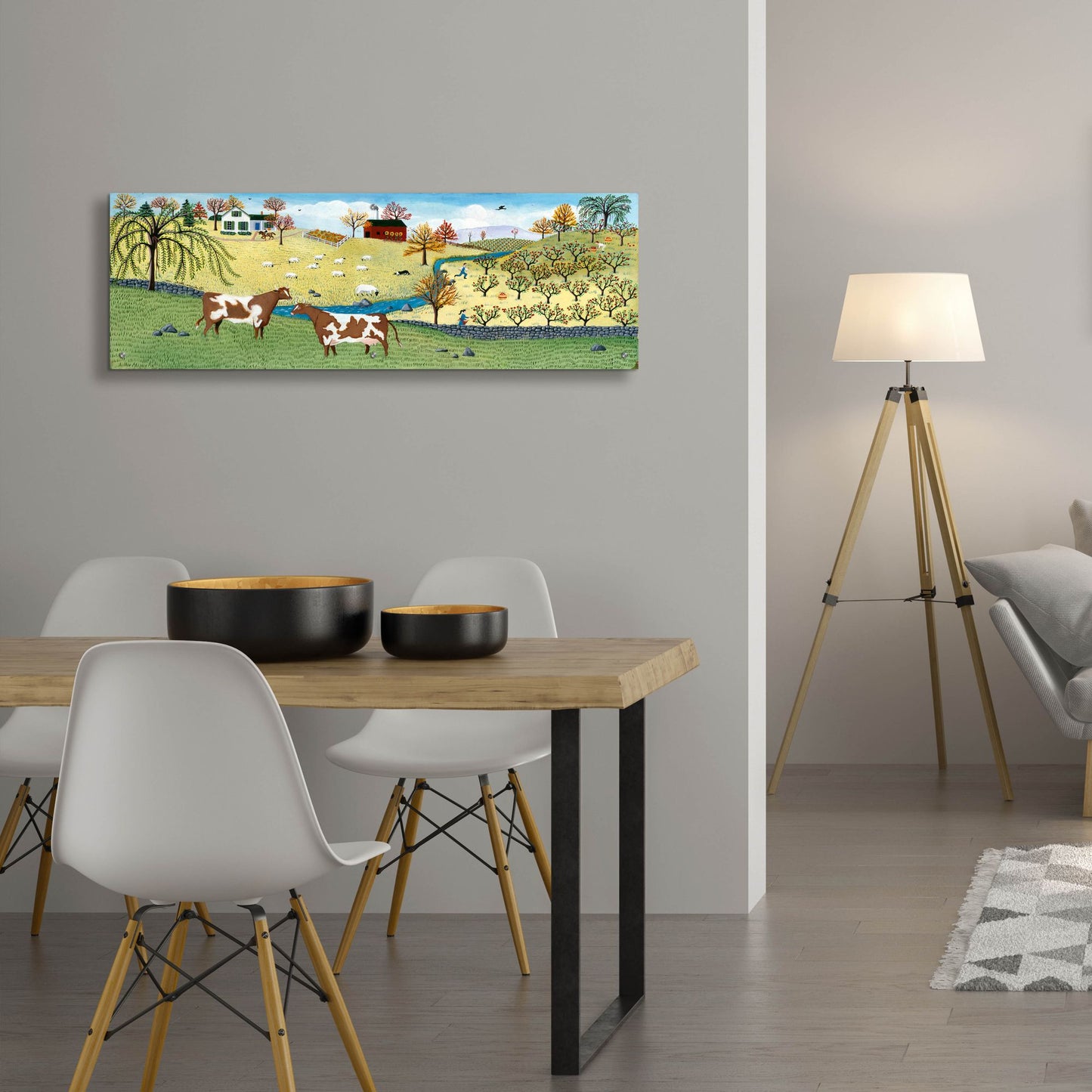 Epic Art 'Willow Tree Farm' by Susan Henke Fine Art, Acrylic Glass Wall Art,48x16