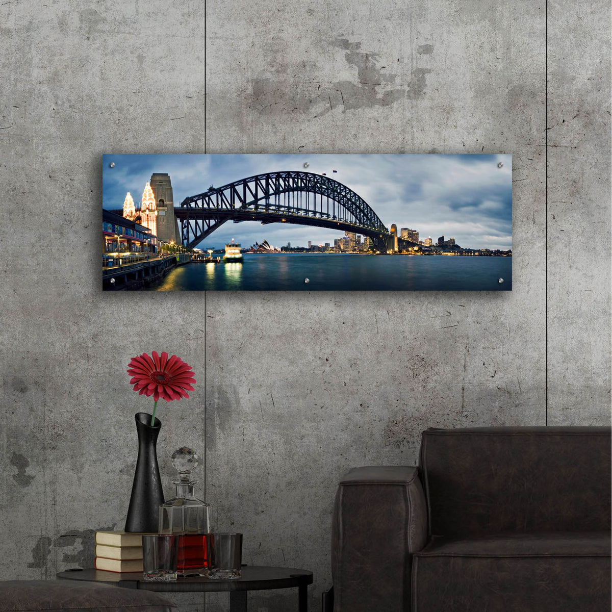 Epic Art 'Sydney Harbour' by SD Smart, Acrylic Glass Wall Art,48x16