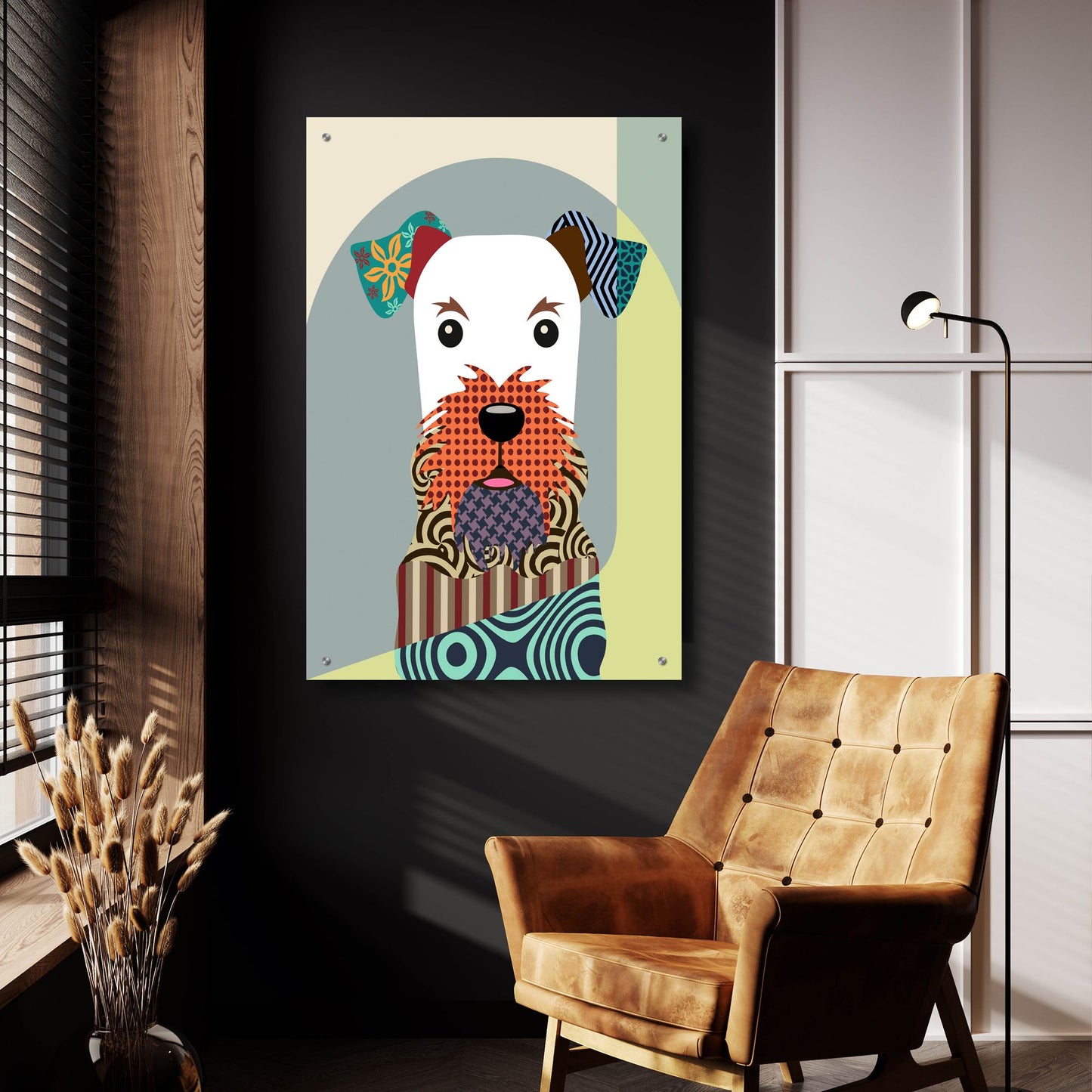 Epic Art 'Airedale Terrier Dog' by Lanre Adefioye, Acrylic Glass Wall Art,24x36