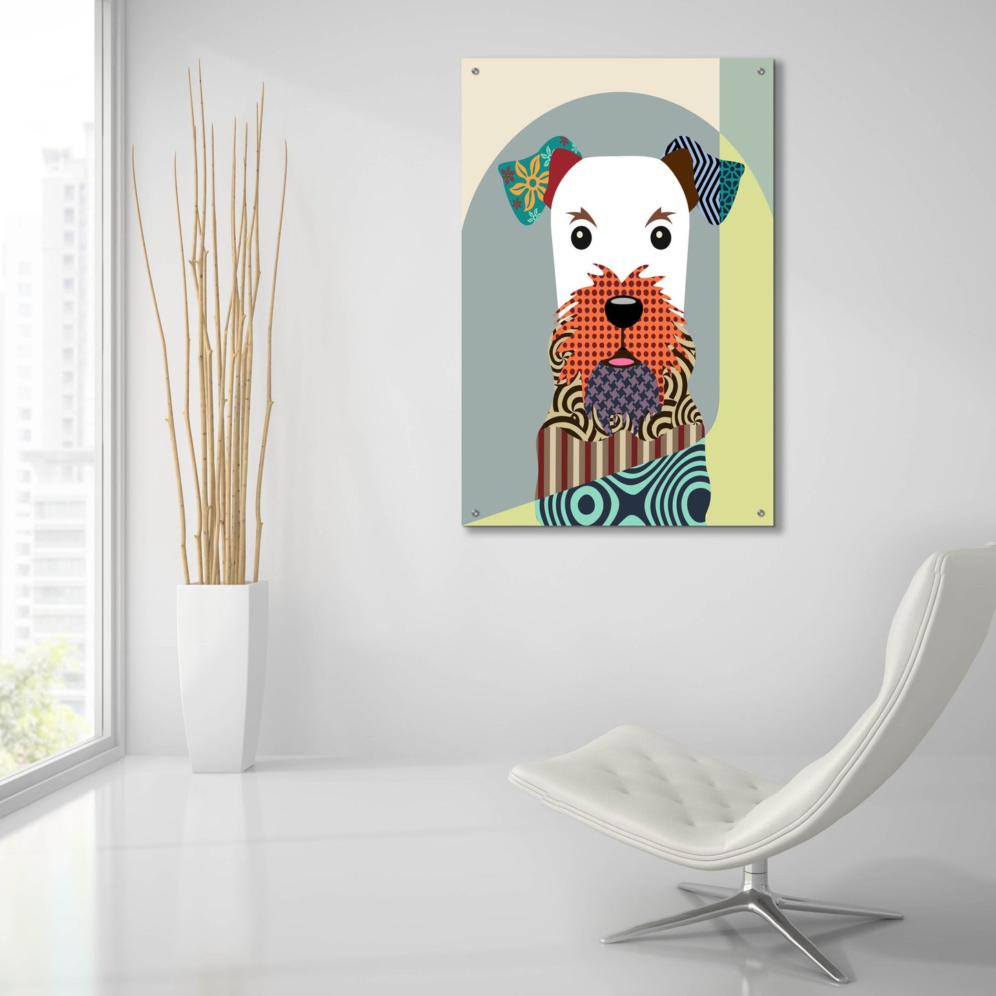 Epic Art 'Airedale Terrier Dog' by Lanre Adefioye, Acrylic Glass Wall Art,24x36