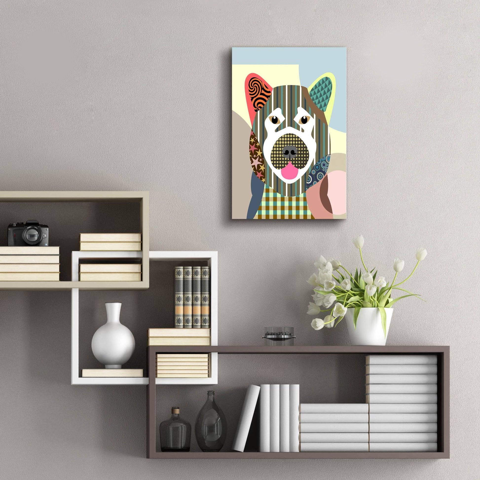 Epic Art 'Akita Dog' by Lanre Adefioye, Acrylic Glass Wall Art,16x24