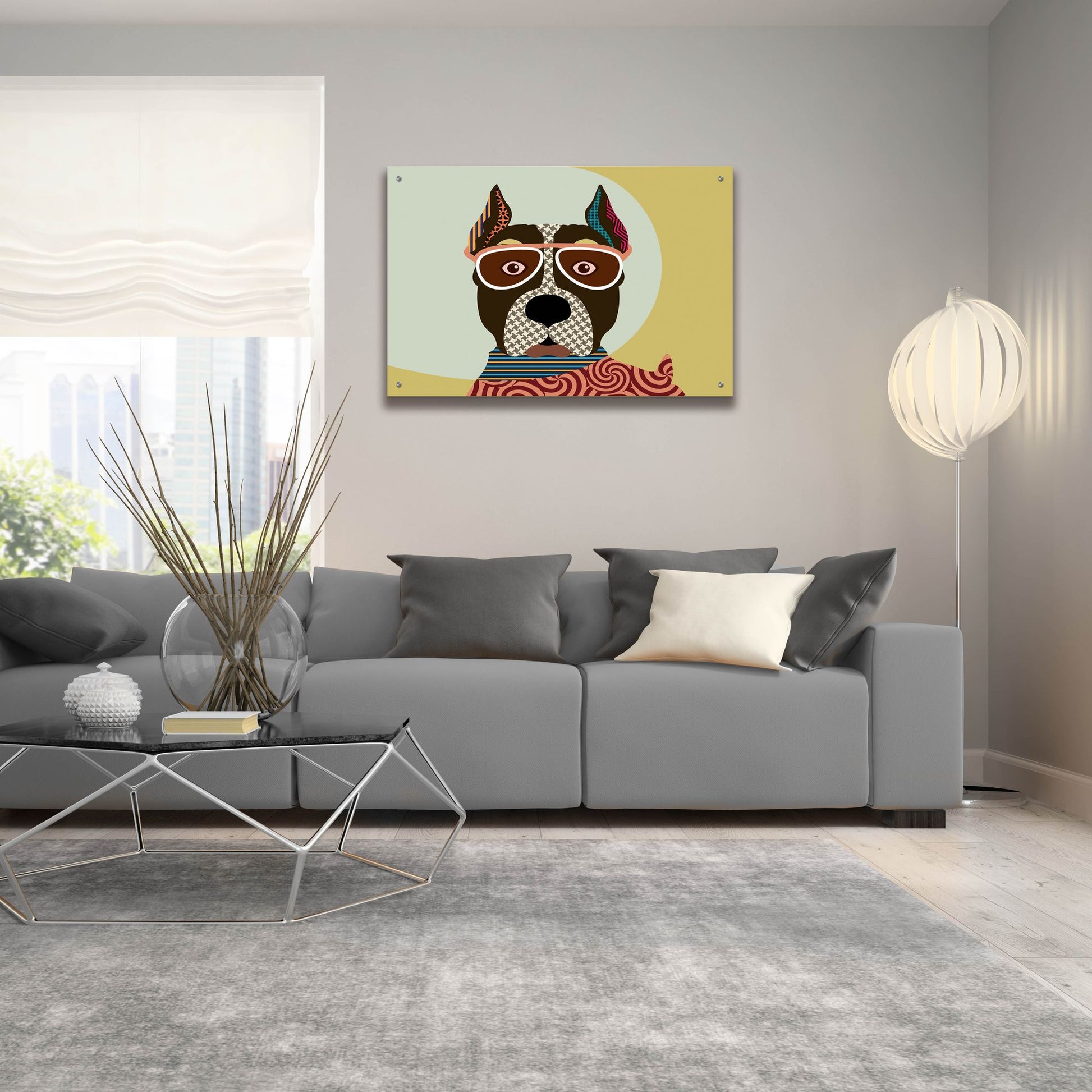 Epic Art 'American Staffordshire Terrier' by Lanre Adefioye, Acrylic Glass Wall Art,36x24