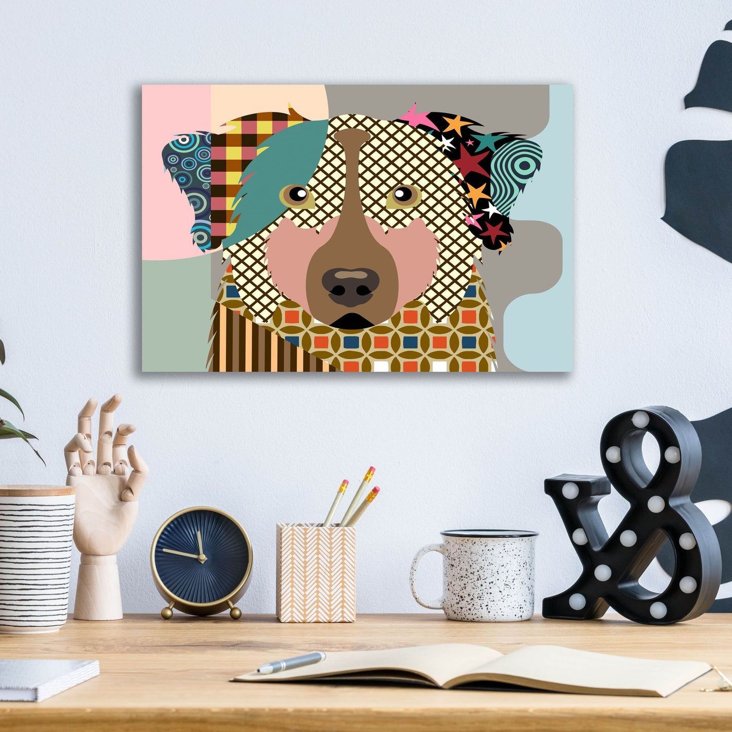 Epic Art 'Australian Shepherd Dog' by Lanre Adefioye, Acrylic Glass Wall Art,16x12