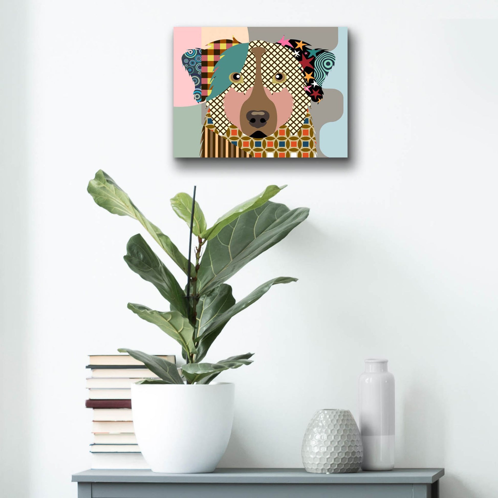 Epic Art 'Australian Shepherd Dog' by Lanre Adefioye, Acrylic Glass Wall Art,16x12