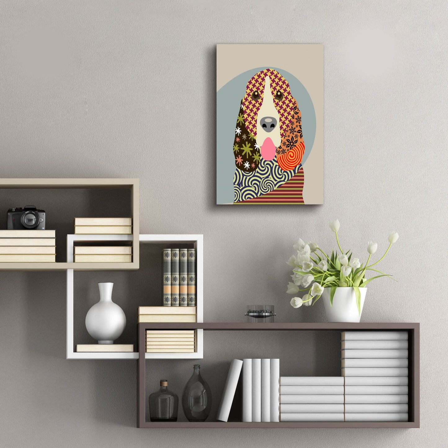 Epic Art 'Basset Hound Dog' by Lanre Adefioye, Acrylic Glass Wall Art,16x24