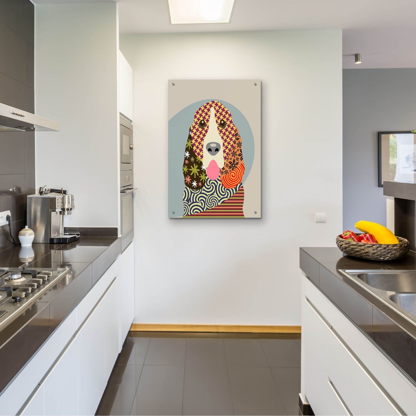 Epic Art 'Basset Hound Dog' by Lanre Adefioye, Acrylic Glass Wall Art,24x36