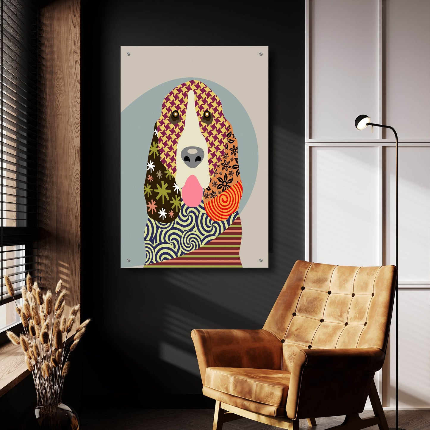 Epic Art 'Basset Hound Dog' by Lanre Adefioye, Acrylic Glass Wall Art,24x36