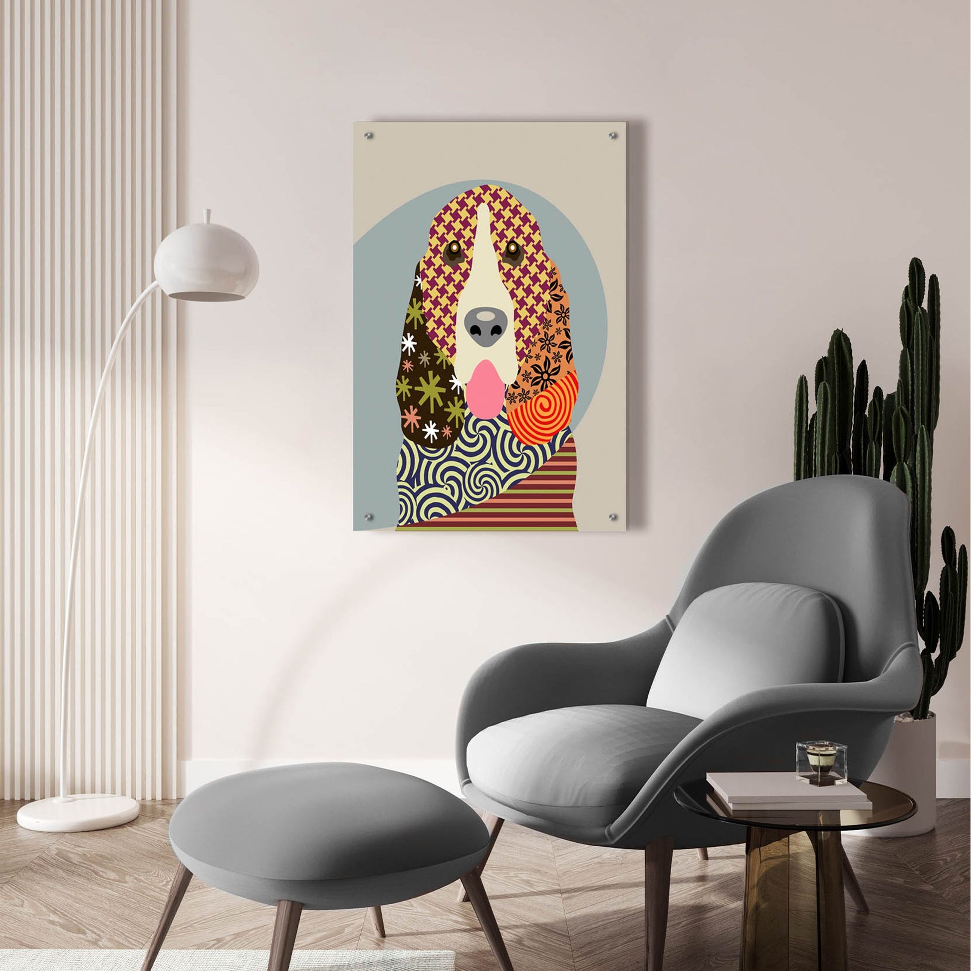 Epic Art 'Basset Hound Dog' by Lanre Adefioye, Acrylic Glass Wall Art,24x36