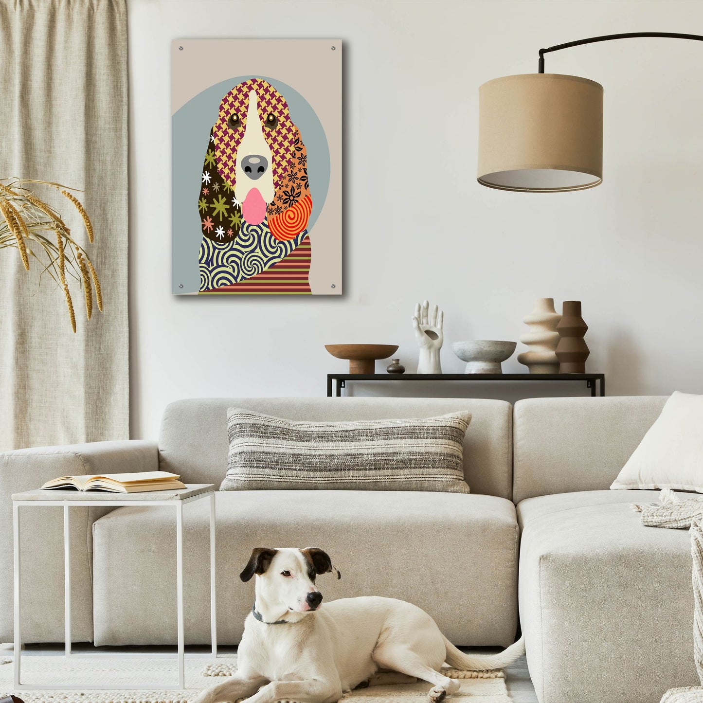 Epic Art 'Basset Hound Dog' by Lanre Adefioye, Acrylic Glass Wall Art,24x36