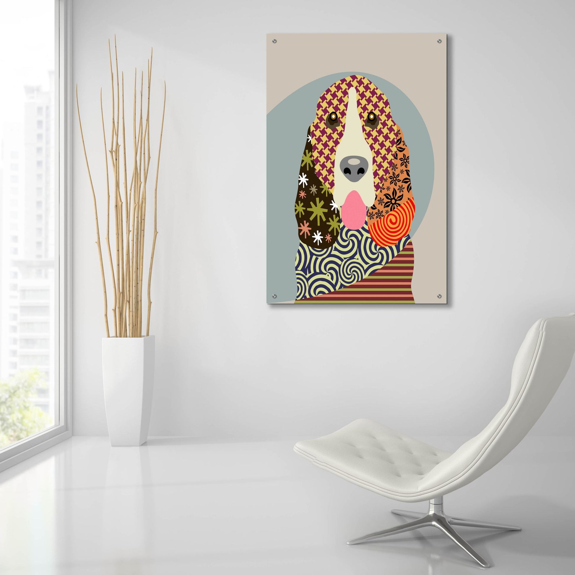 Epic Art 'Basset Hound Dog' by Lanre Adefioye, Acrylic Glass Wall Art,24x36