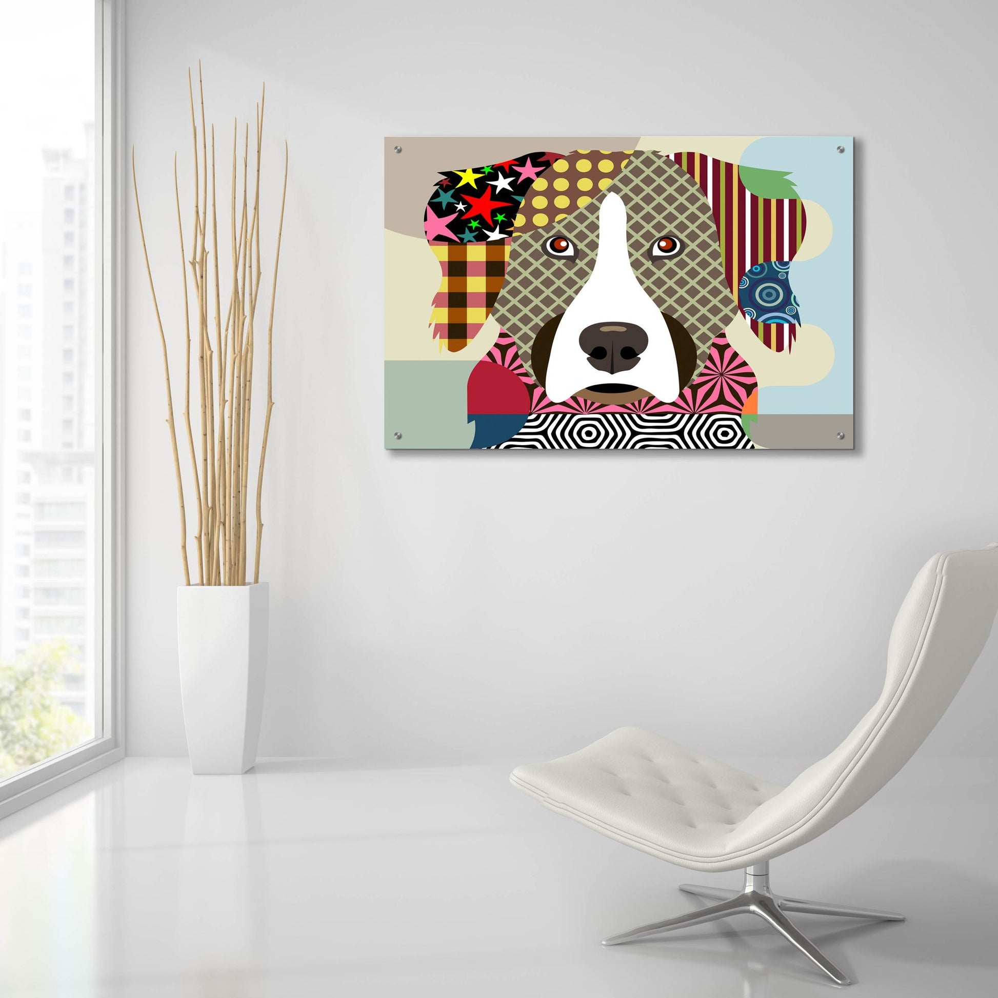 Epic Art 'Bernese Mountain Dog' by Lanre Adefioye, Acrylic Glass Wall Art,36x24