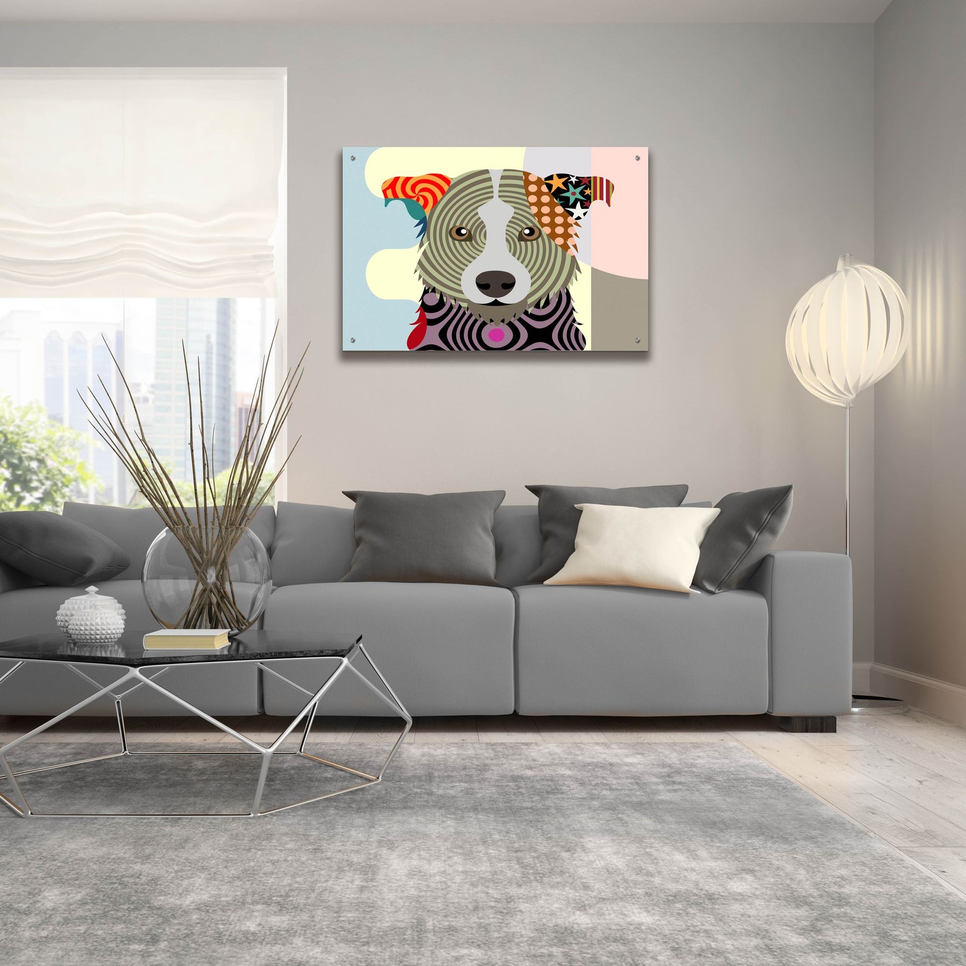 Epic Art 'Border Collie' by Lanre Adefioye, Acrylic Glass Wall Art,36x24