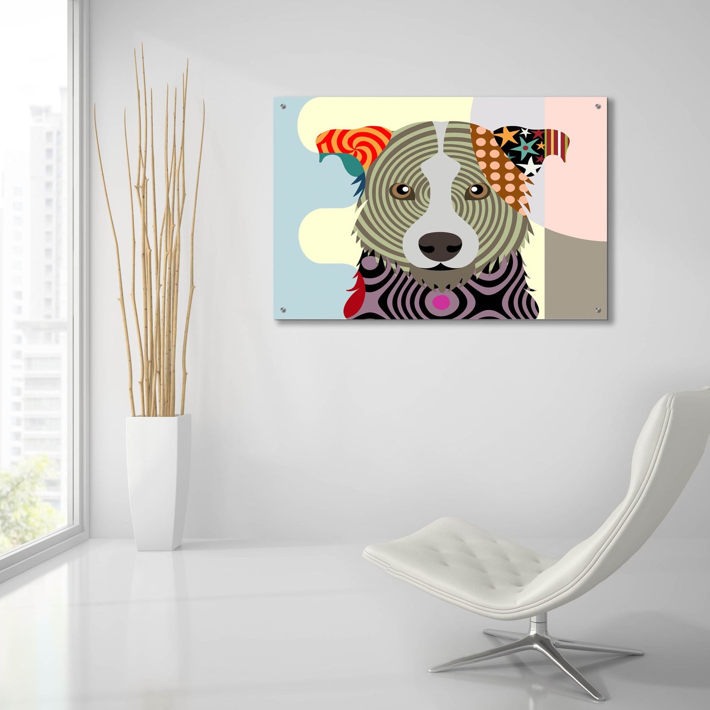 Epic Art 'Border Collie' by Lanre Adefioye, Acrylic Glass Wall Art,36x24