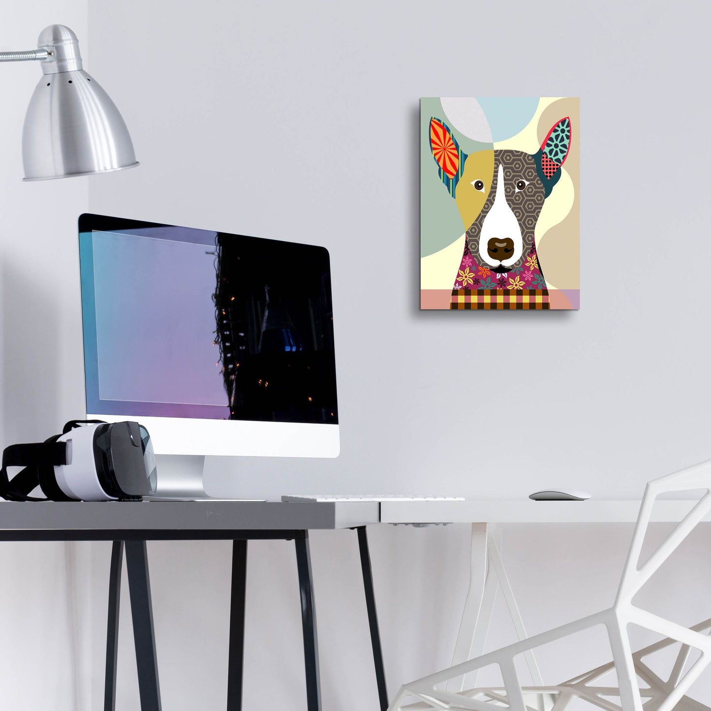 Epic Art 'Bull Terrier Dog' by Lanre Adefioye, Acrylic Glass Wall Art,12x16