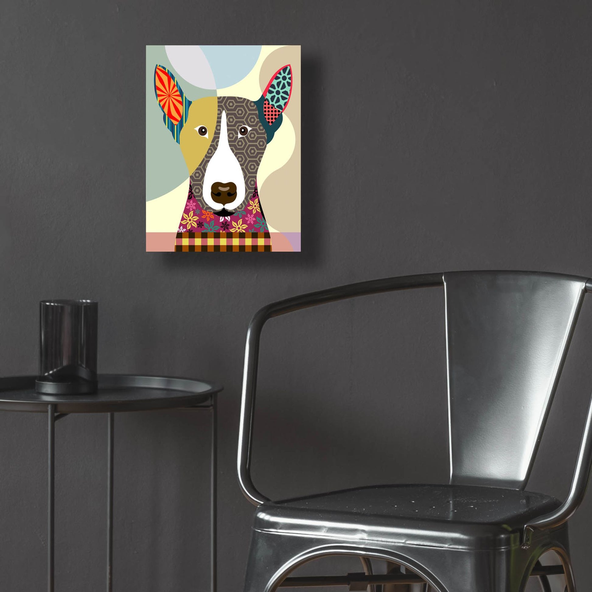 Epic Art 'Bull Terrier Dog' by Lanre Adefioye, Acrylic Glass Wall Art,12x16