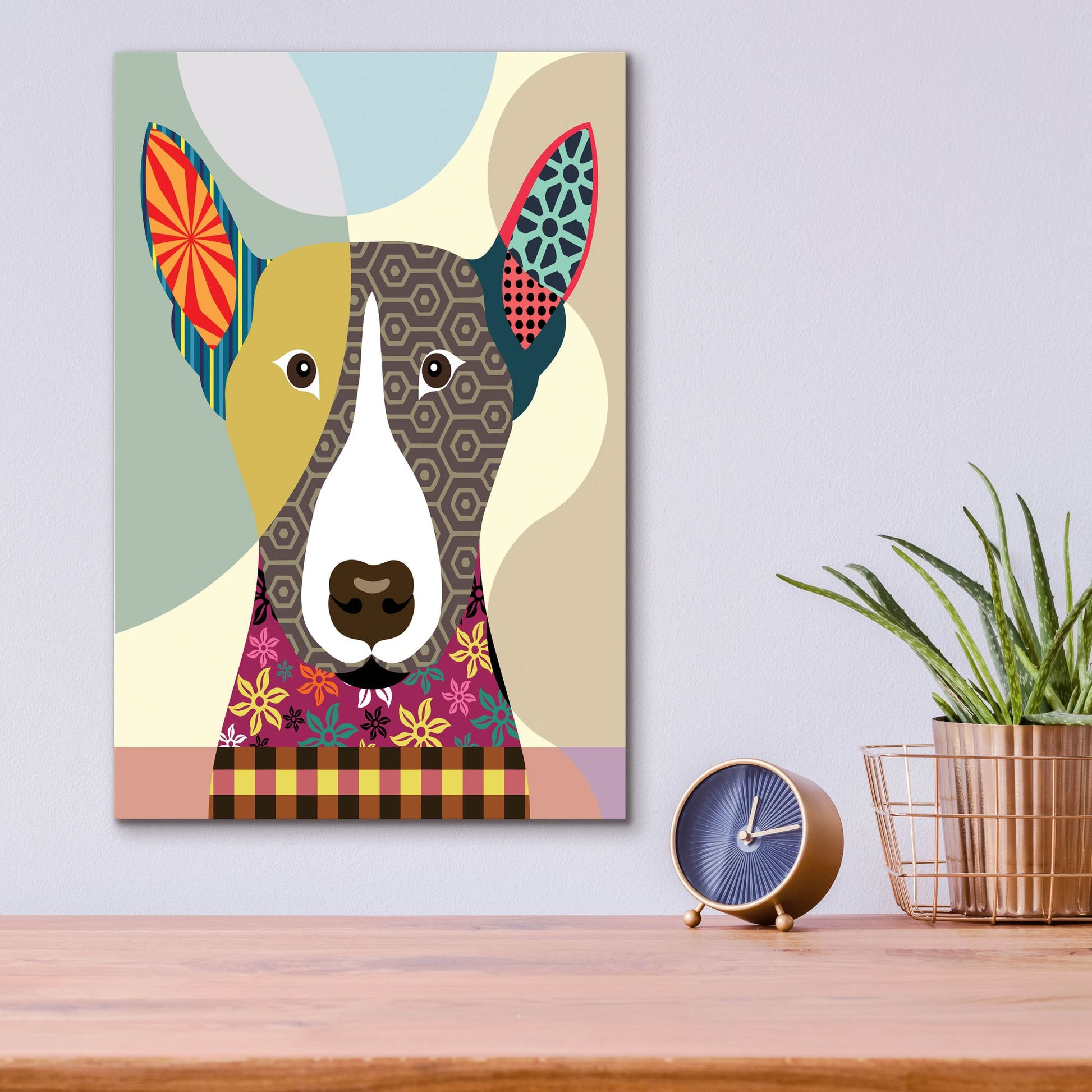 Epic Art 'Bull Terrier Dog' by Lanre Adefioye, Acrylic Glass Wall Art,12x16