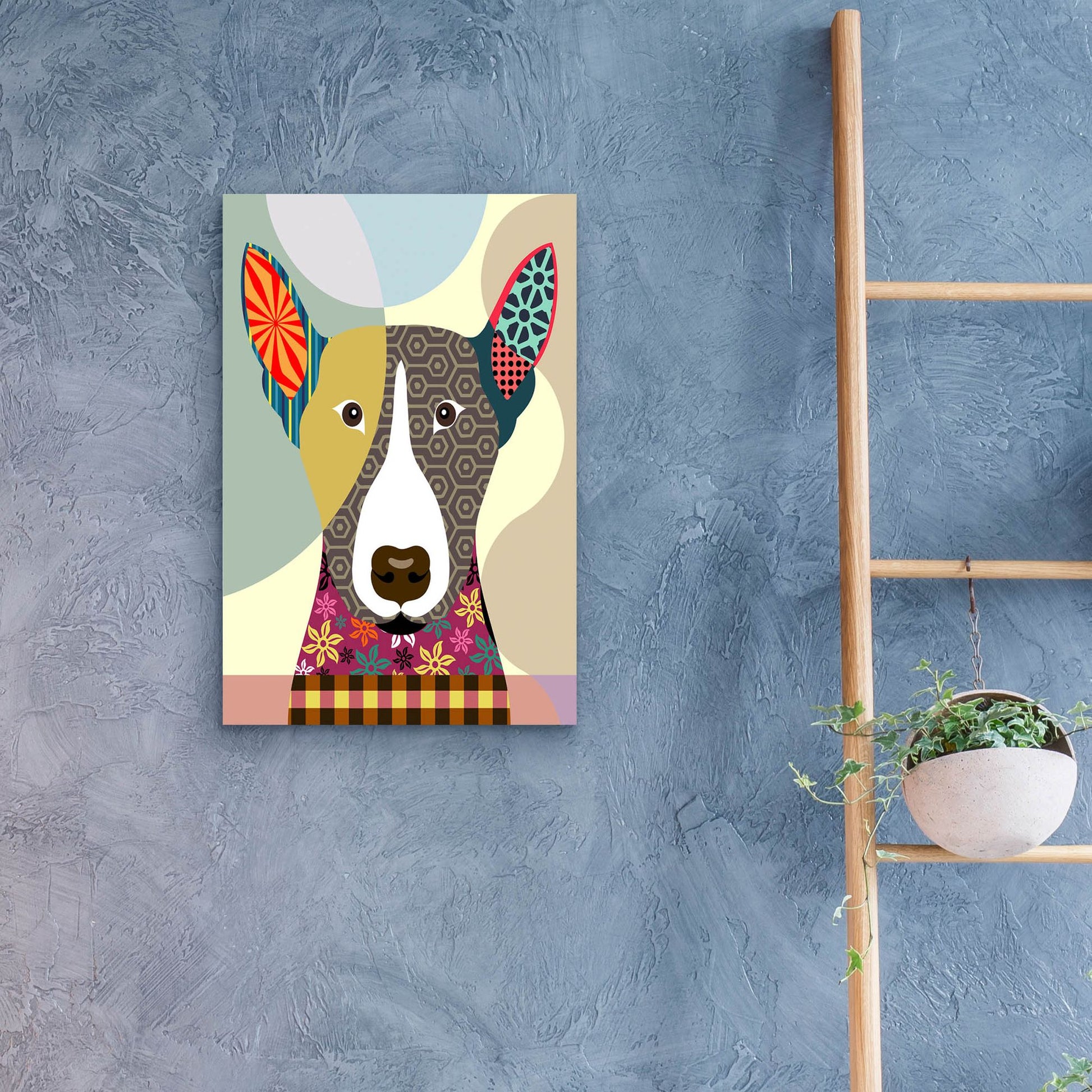 Epic Art 'Bull Terrier Dog' by Lanre Adefioye, Acrylic Glass Wall Art,16x24