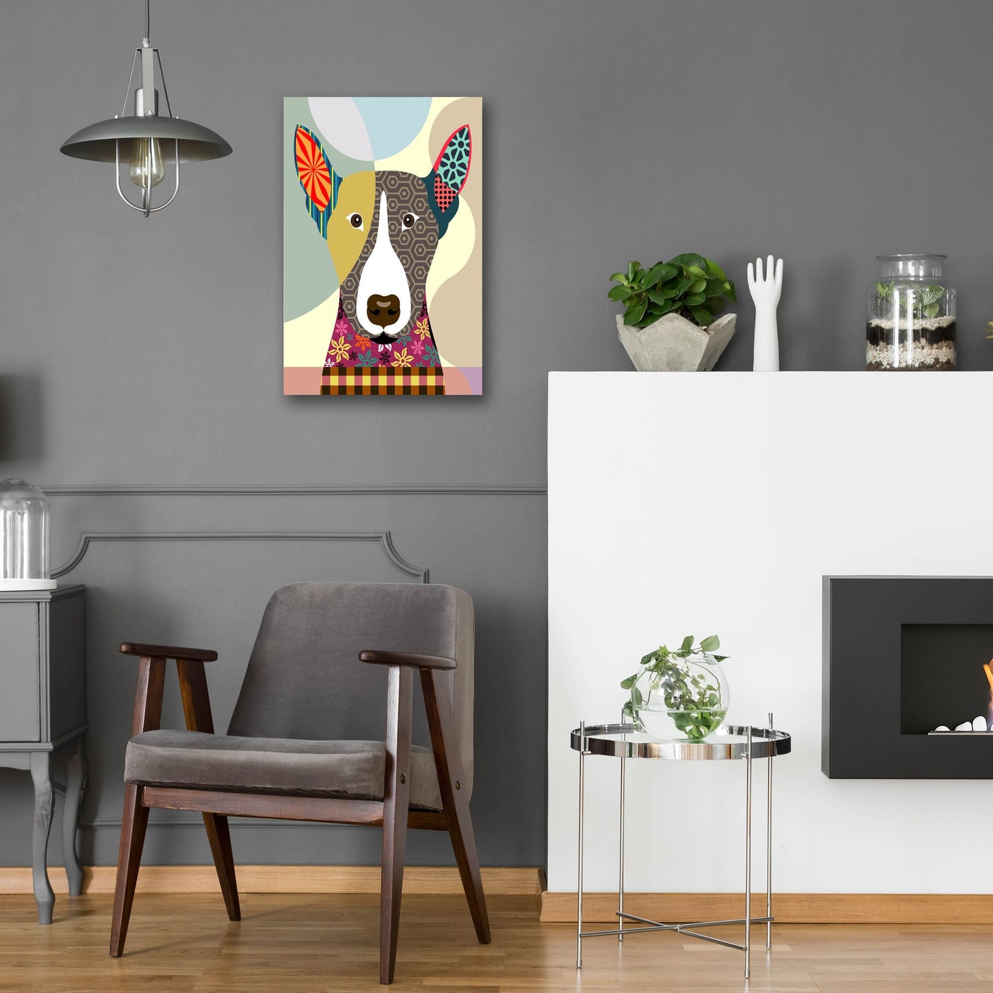 Epic Art 'Bull Terrier Dog' by Lanre Adefioye, Acrylic Glass Wall Art,16x24