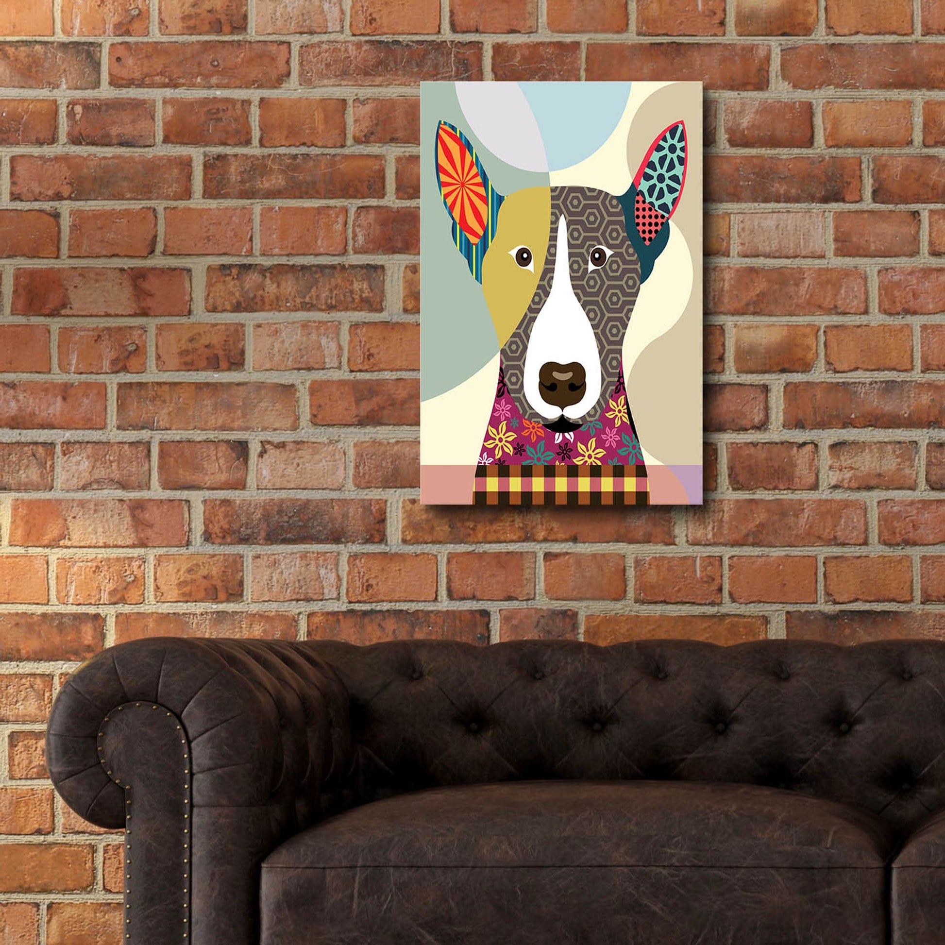 Epic Art 'Bull Terrier Dog' by Lanre Adefioye, Acrylic Glass Wall Art,16x24