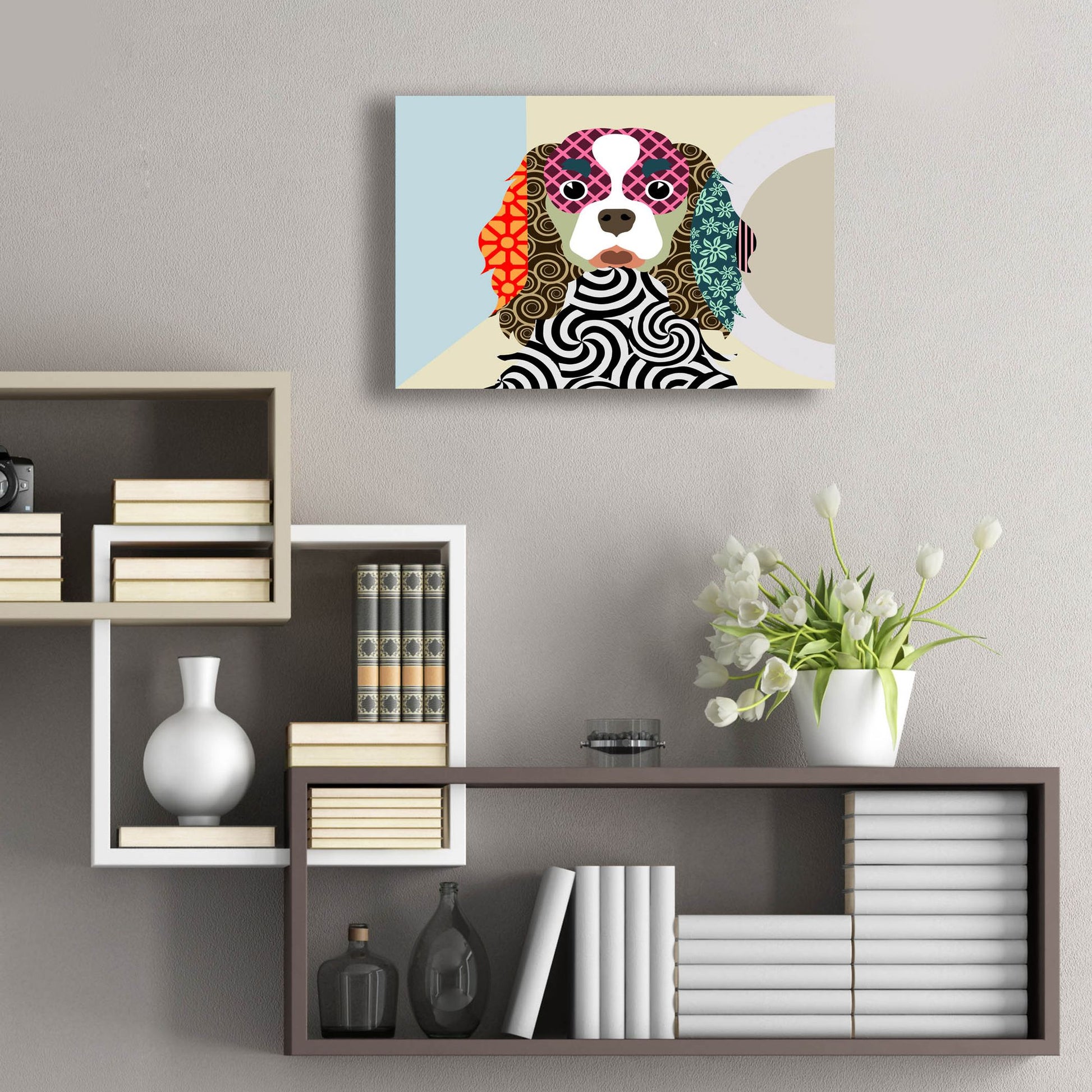 Epic Art 'Cavalier King Charles Spaniel' by Lanre Adefioye, Acrylic Glass Wall Art,24x16