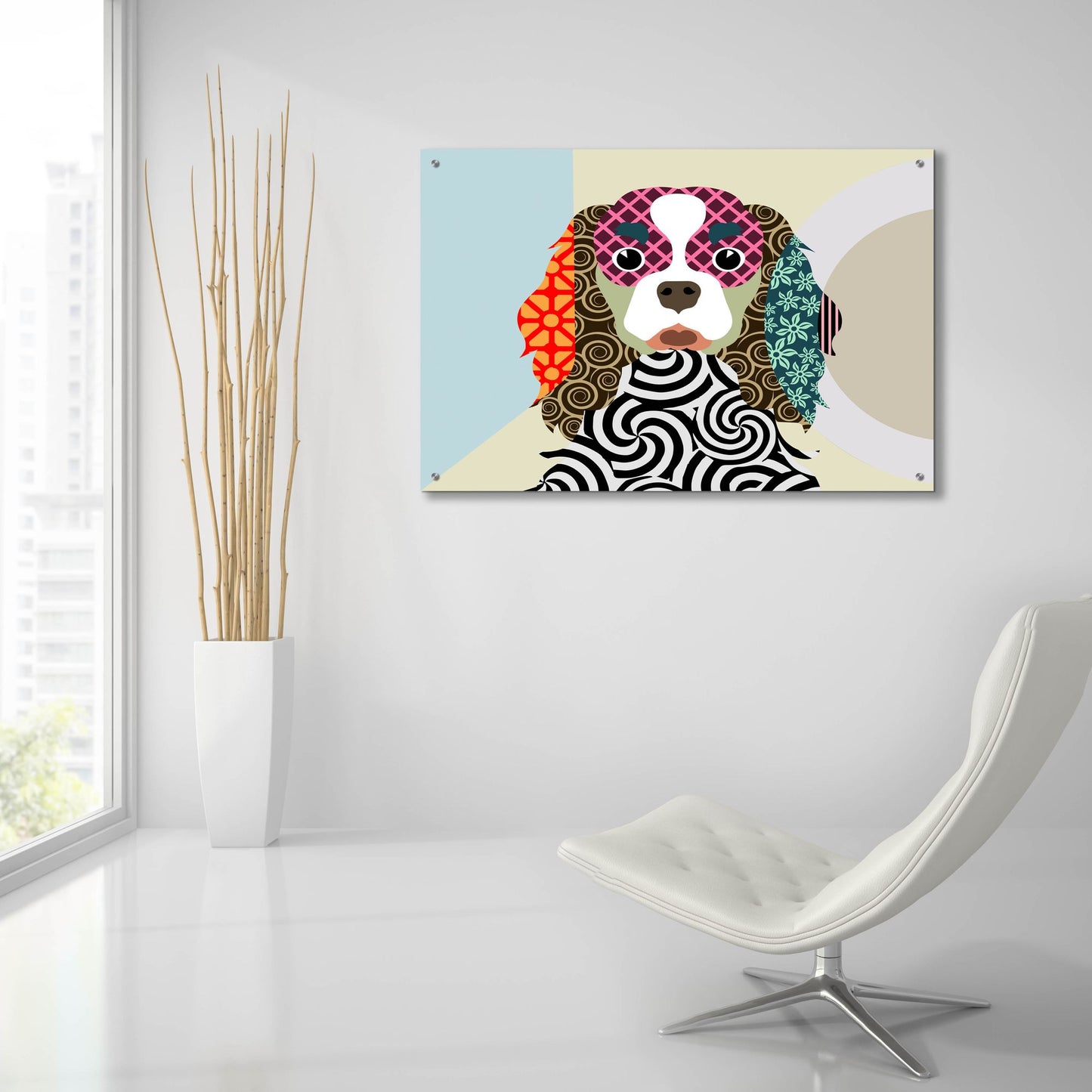 Epic Art 'Cavalier King Charles Spaniel' by Lanre Adefioye, Acrylic Glass Wall Art,36x24