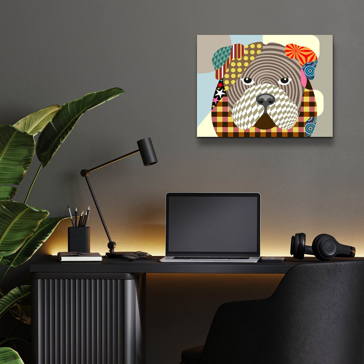 Epic Art 'English Bulldog' by Lanre Adefioye, Acrylic Glass Wall Art,16x12