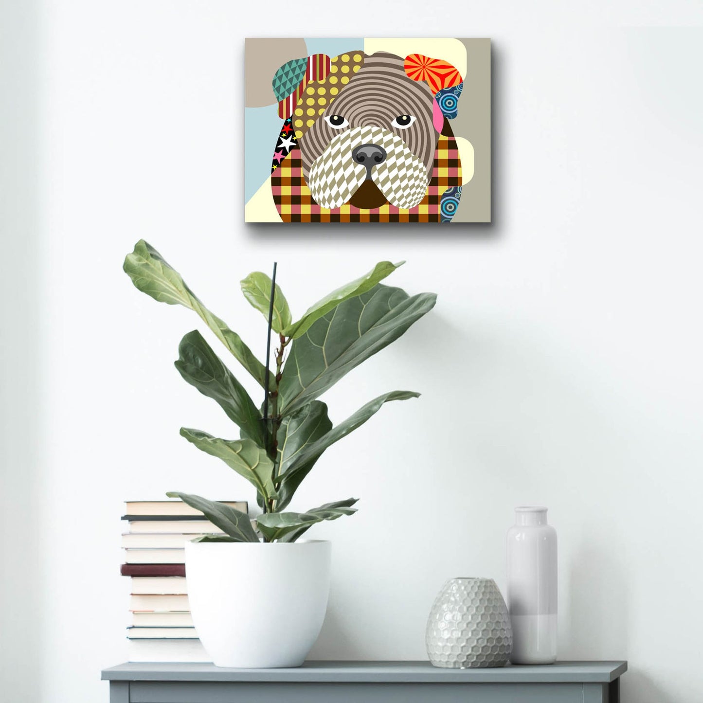 Epic Art 'English Bulldog' by Lanre Adefioye, Acrylic Glass Wall Art,16x12