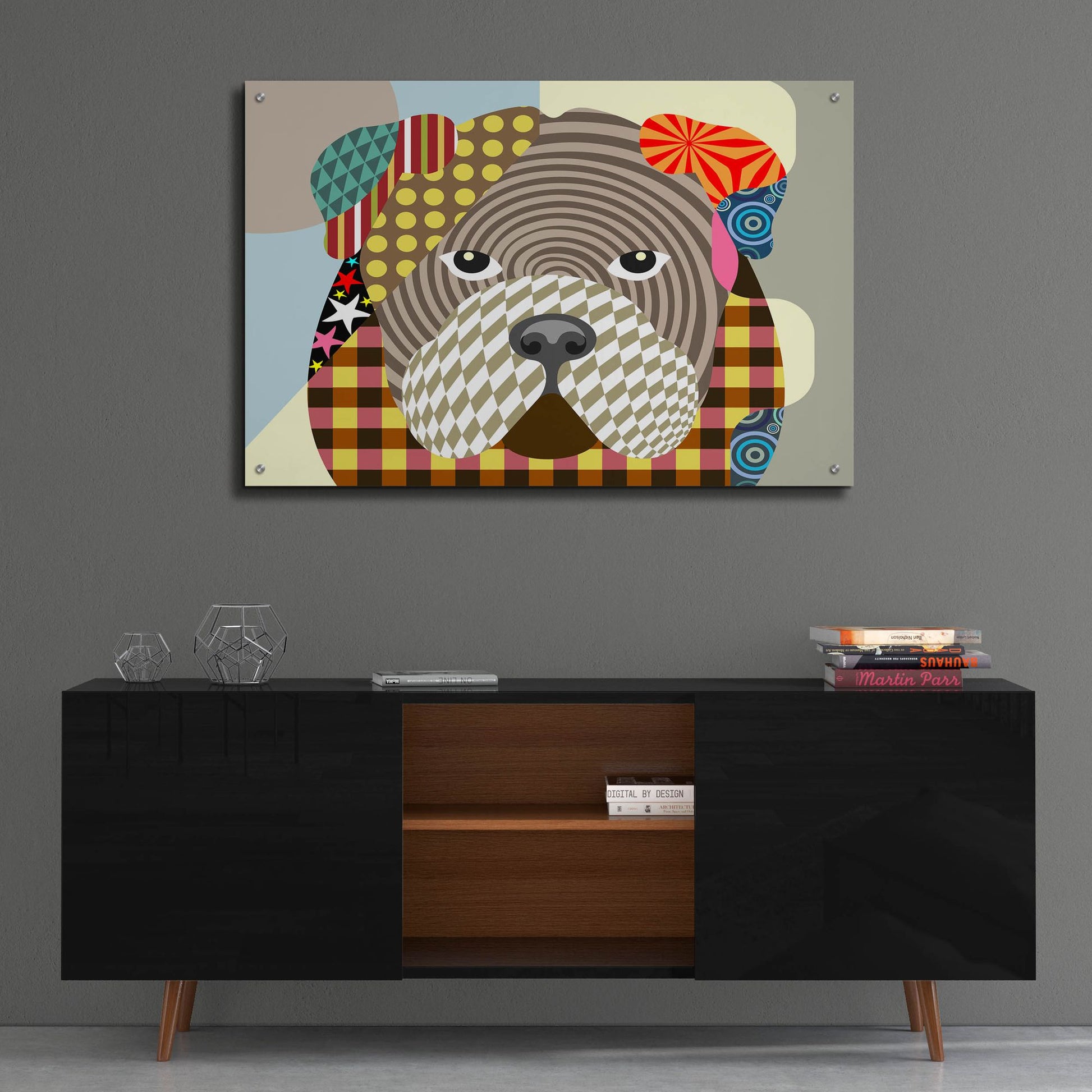 Epic Art 'English Bulldog' by Lanre Adefioye, Acrylic Glass Wall Art,36x24