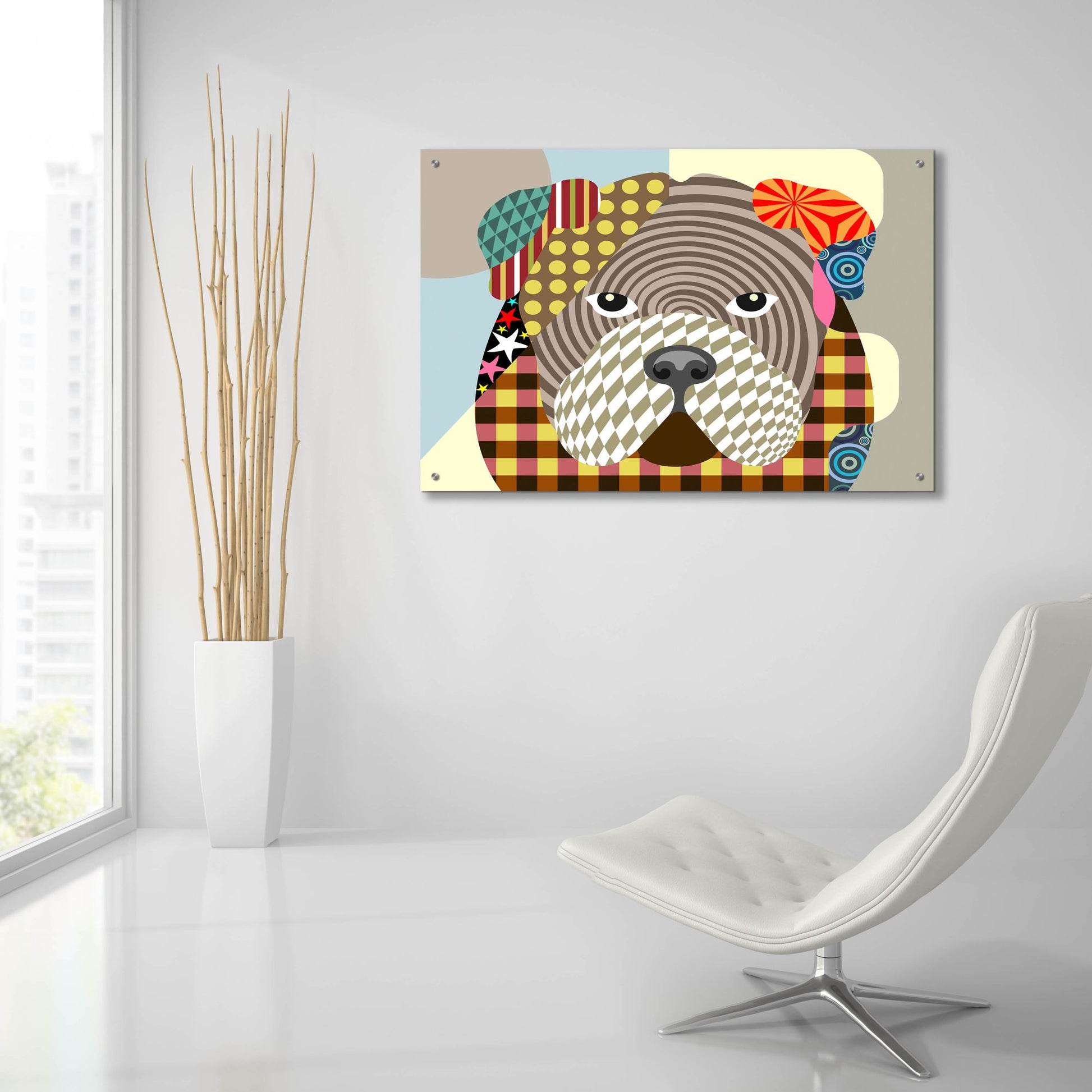 Epic Art 'English Bulldog' by Lanre Adefioye, Acrylic Glass Wall Art,36x24