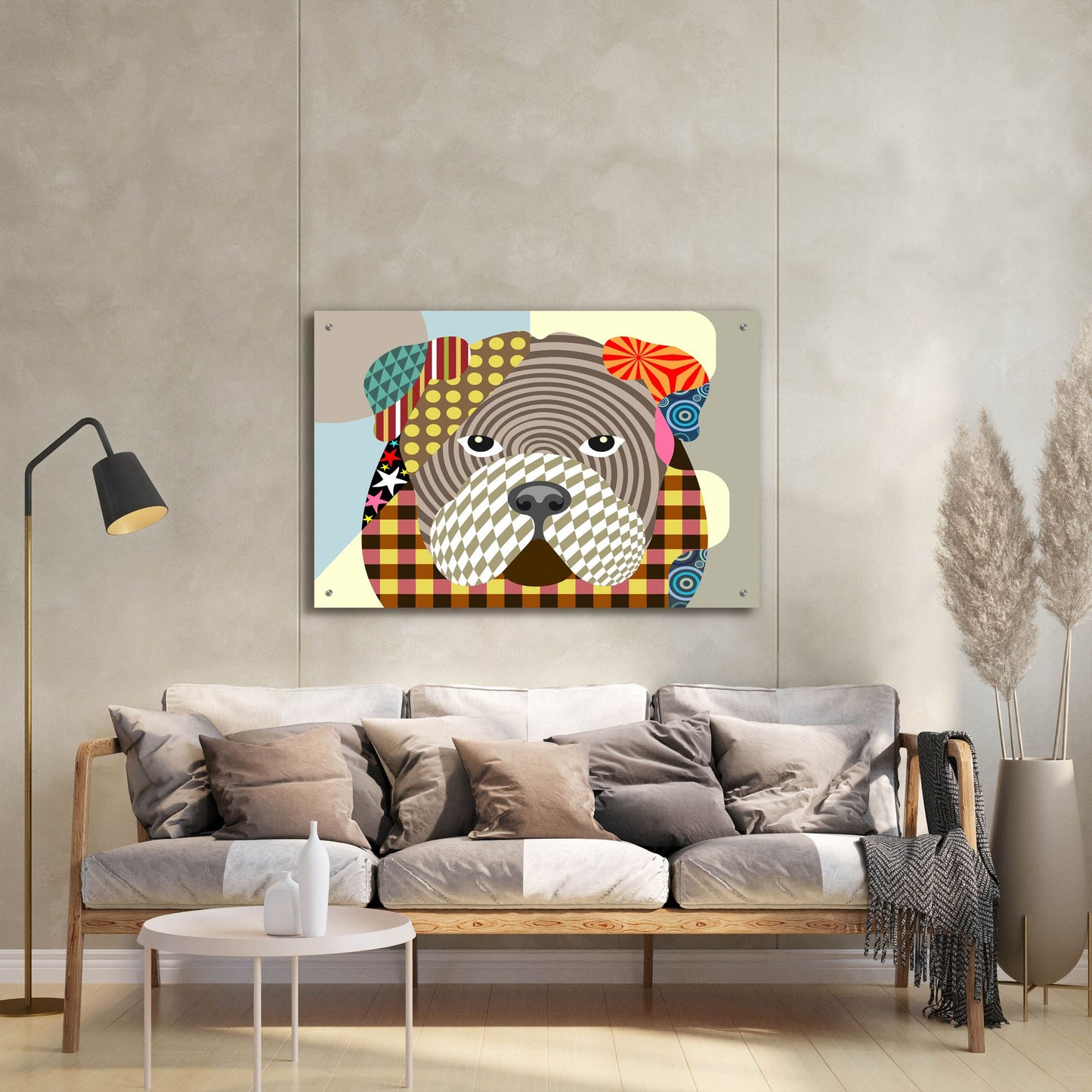 Epic Art 'English Bulldog' by Lanre Adefioye, Acrylic Glass Wall Art,36x24