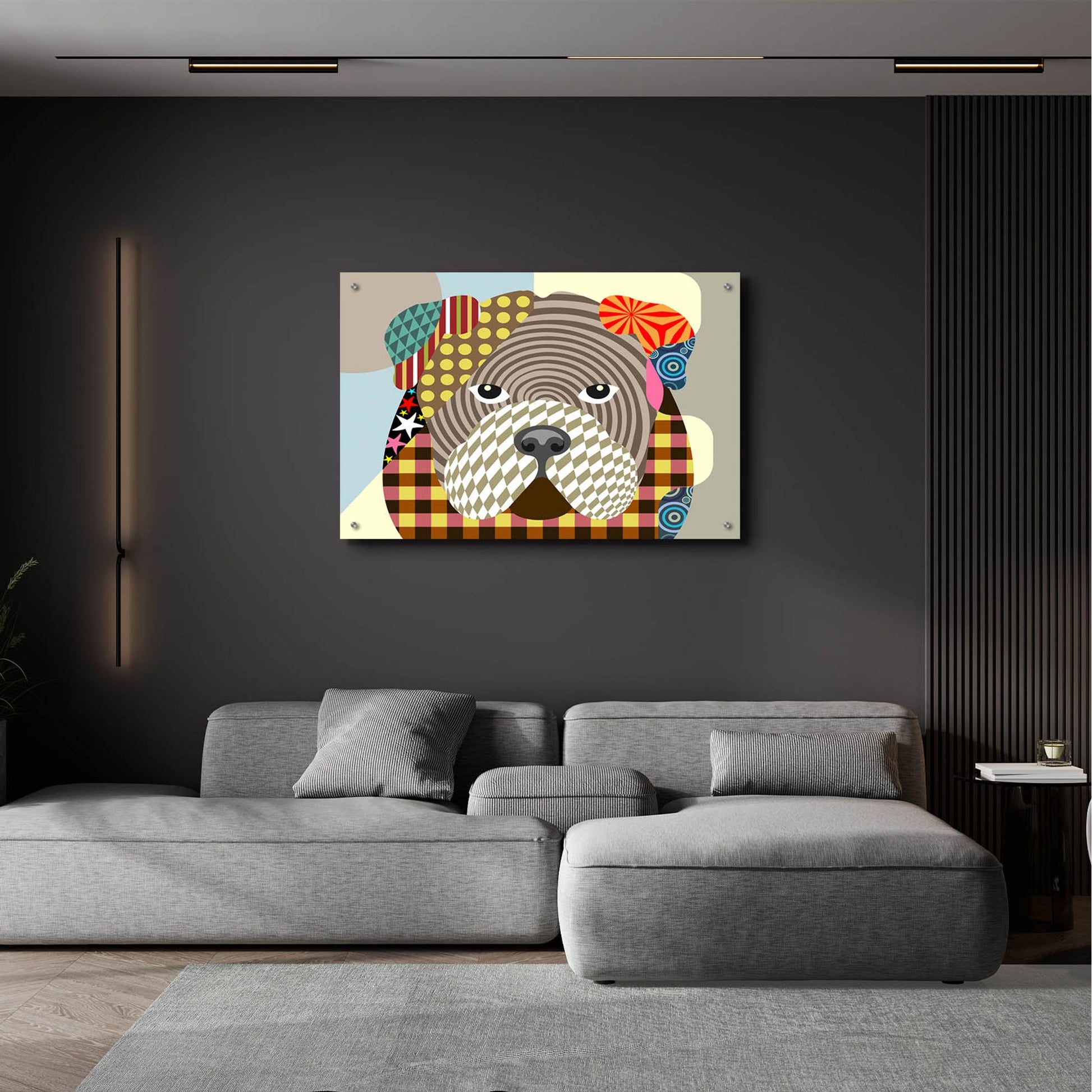 Epic Art 'English Bulldog' by Lanre Adefioye, Acrylic Glass Wall Art,36x24