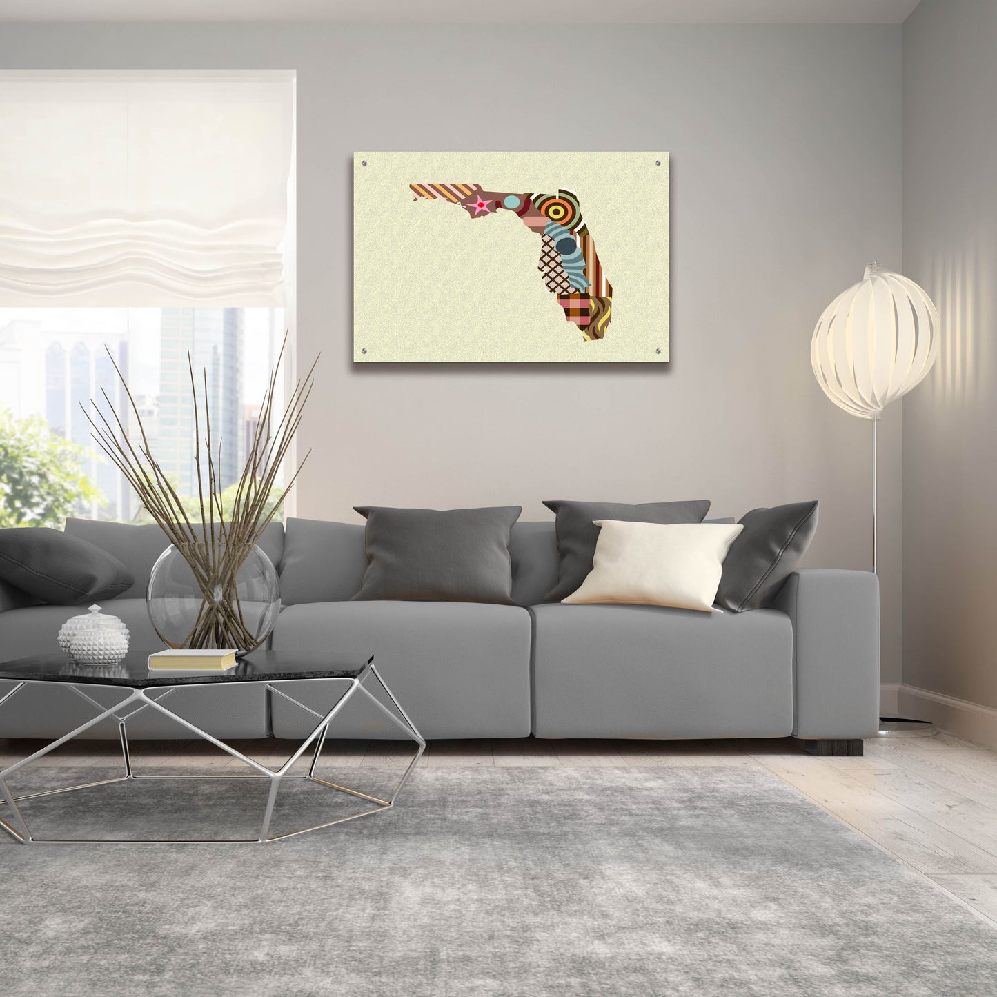 Epic Art 'Florida State Map' by Lanre Adefioye, Acrylic Glass Wall Art,36x24