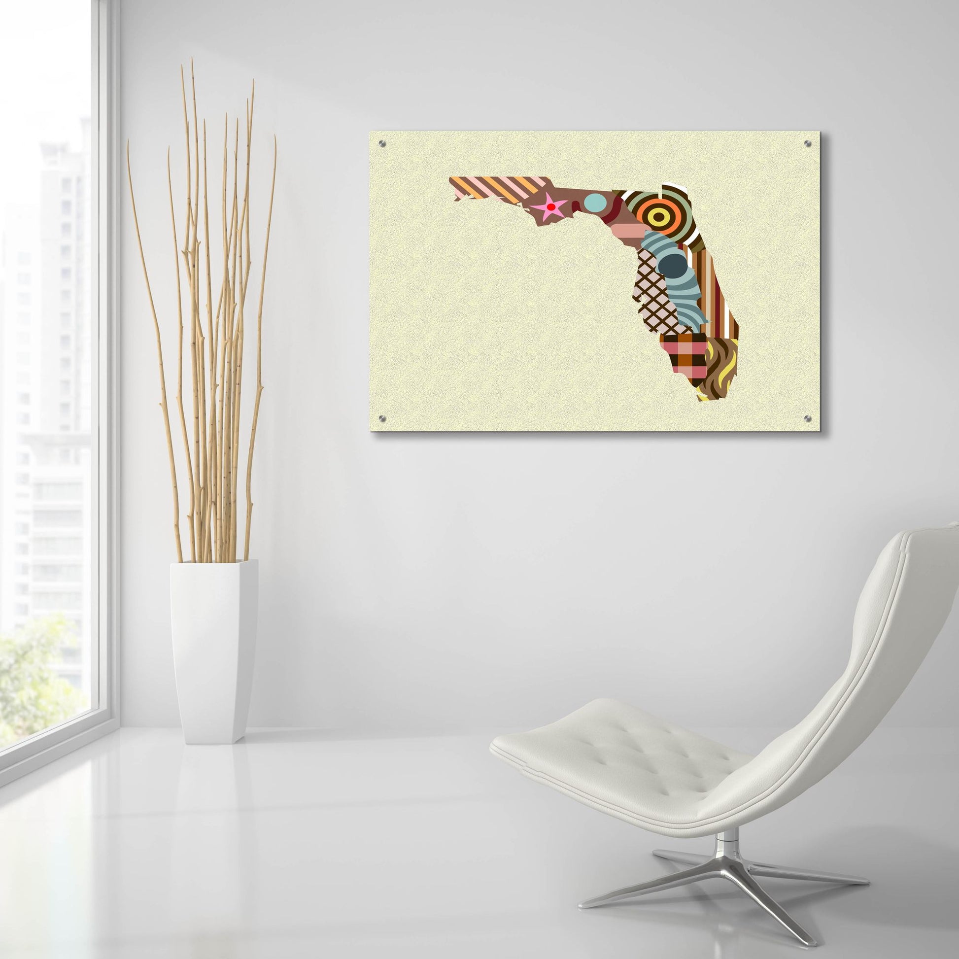 Epic Art 'Florida State Map' by Lanre Adefioye, Acrylic Glass Wall Art,36x24