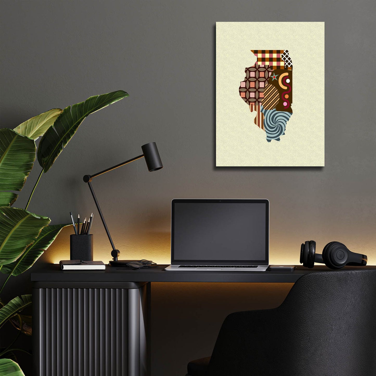 Epic Art 'Illinois State Map' by Lanre Adefioye, Acrylic Glass Wall Art,12x16