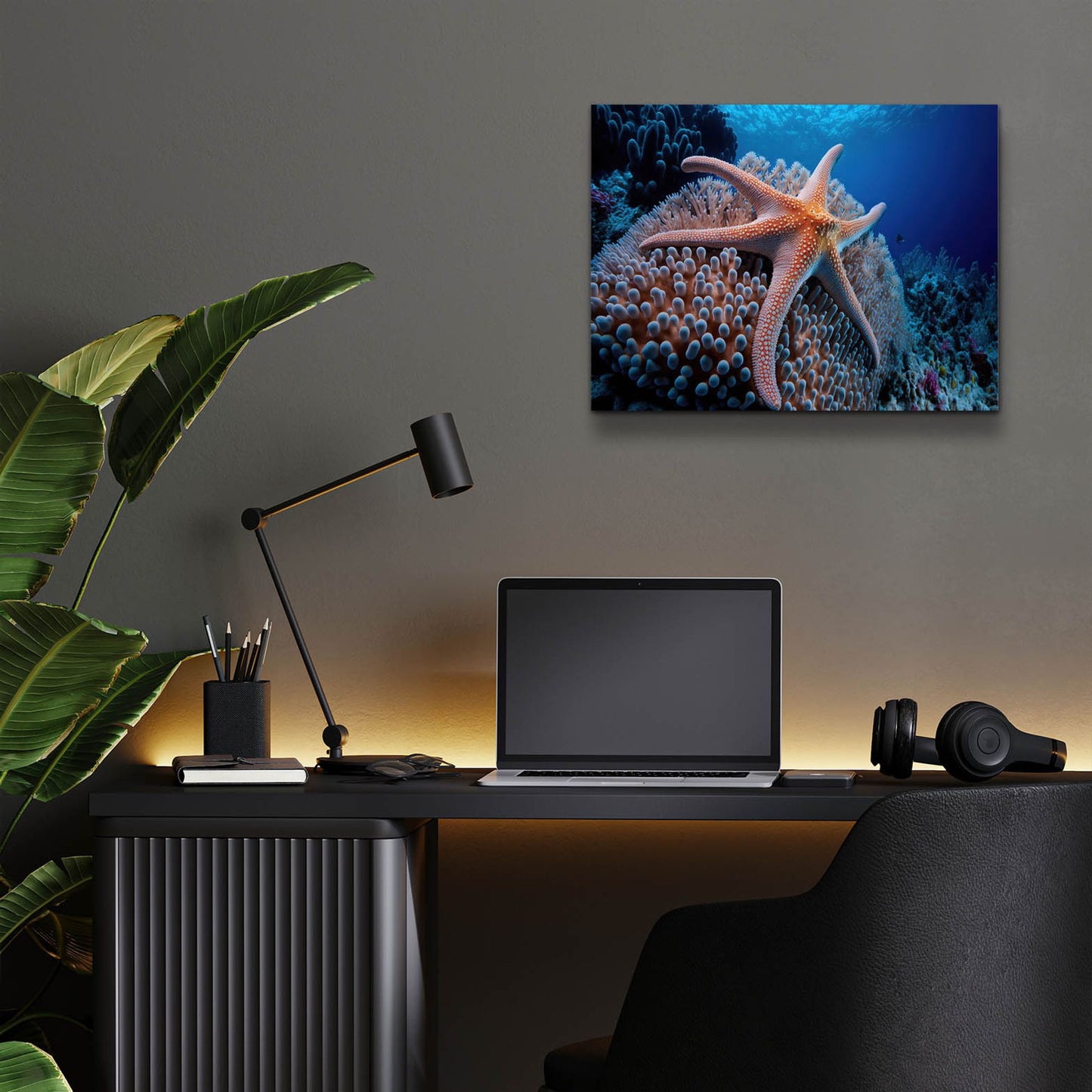 Epic Art 'Coral Starfish' by Epic Portfolio, Acrylic Glass Wall Art,16x12