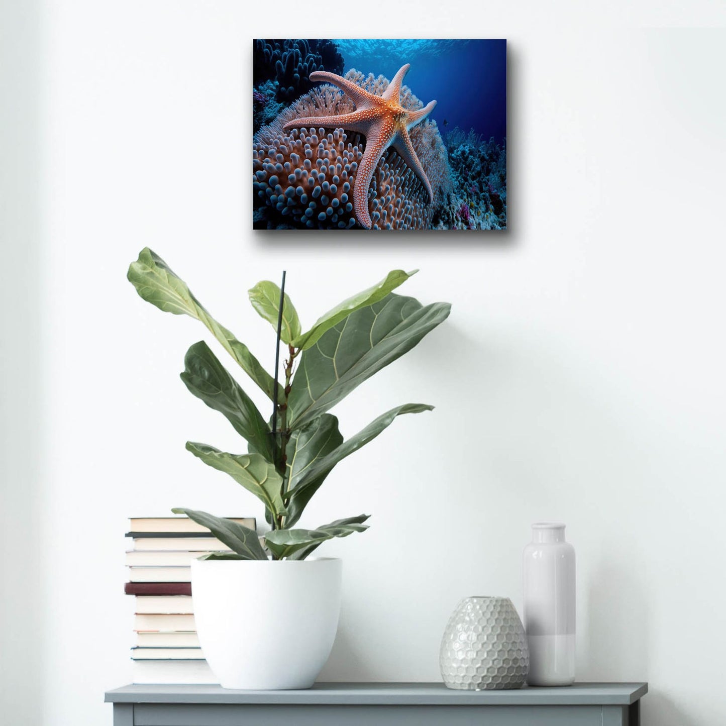 Epic Art 'Coral Starfish' by Epic Portfolio, Acrylic Glass Wall Art,16x12