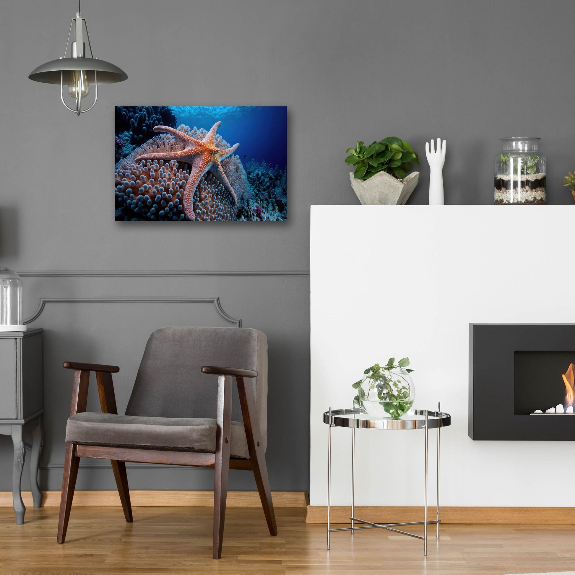 Epic Art 'Coral Starfish' by Epic Portfolio, Acrylic Glass Wall Art,24x16