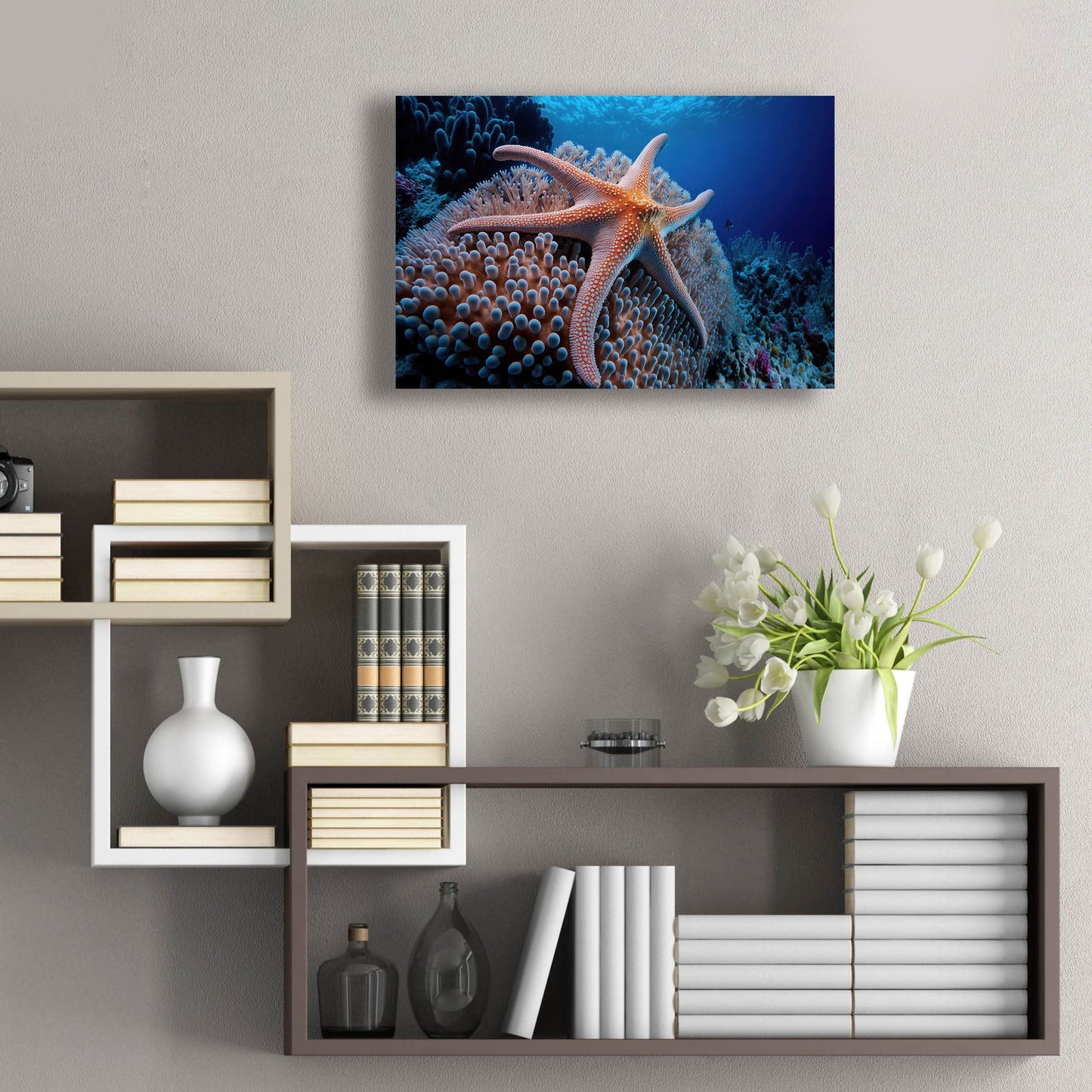 Epic Art 'Coral Starfish' by Epic Portfolio, Acrylic Glass Wall Art,24x16