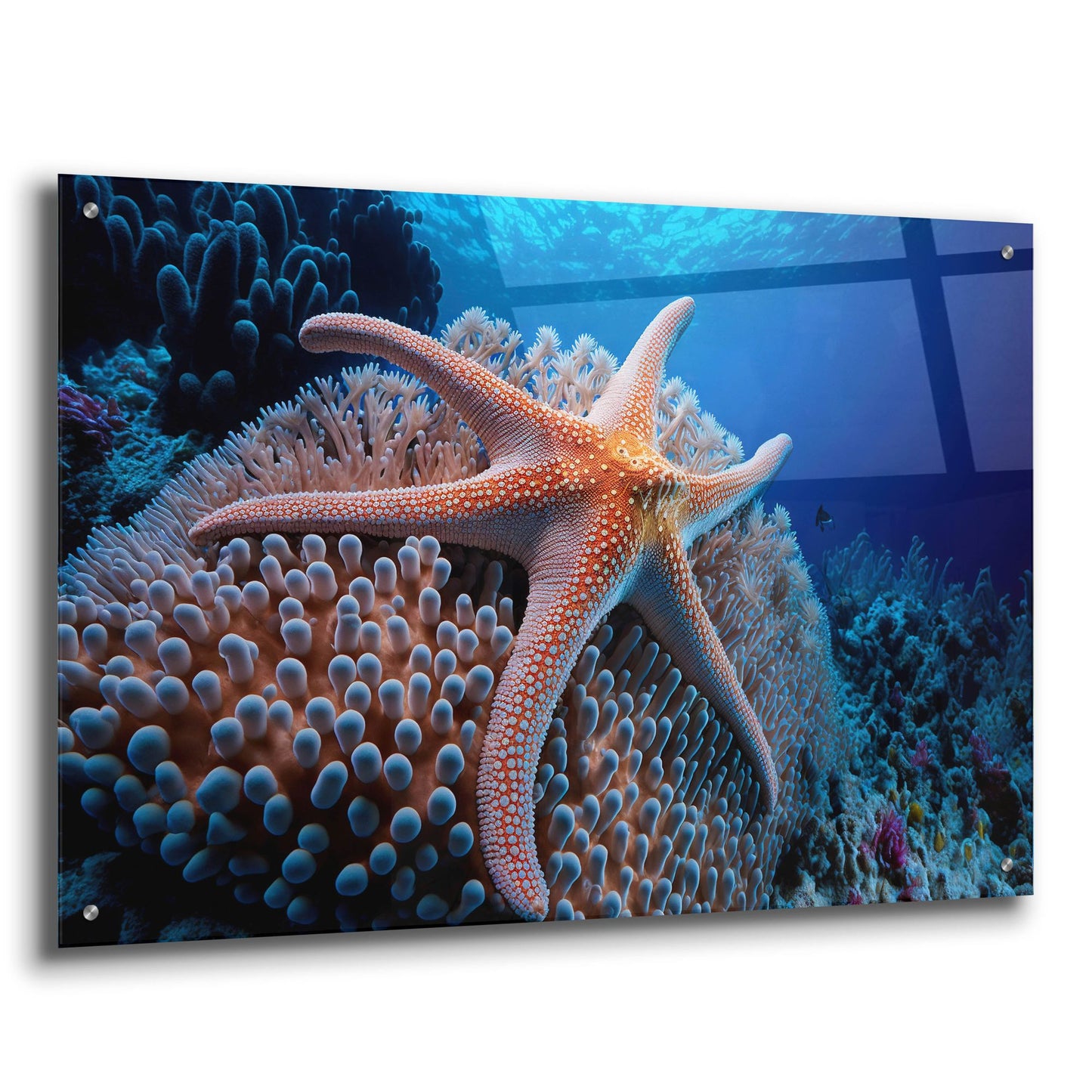 Epic Art 'Coral Starfish' by Epic Portfolio, Acrylic Glass Wall Art,36x24