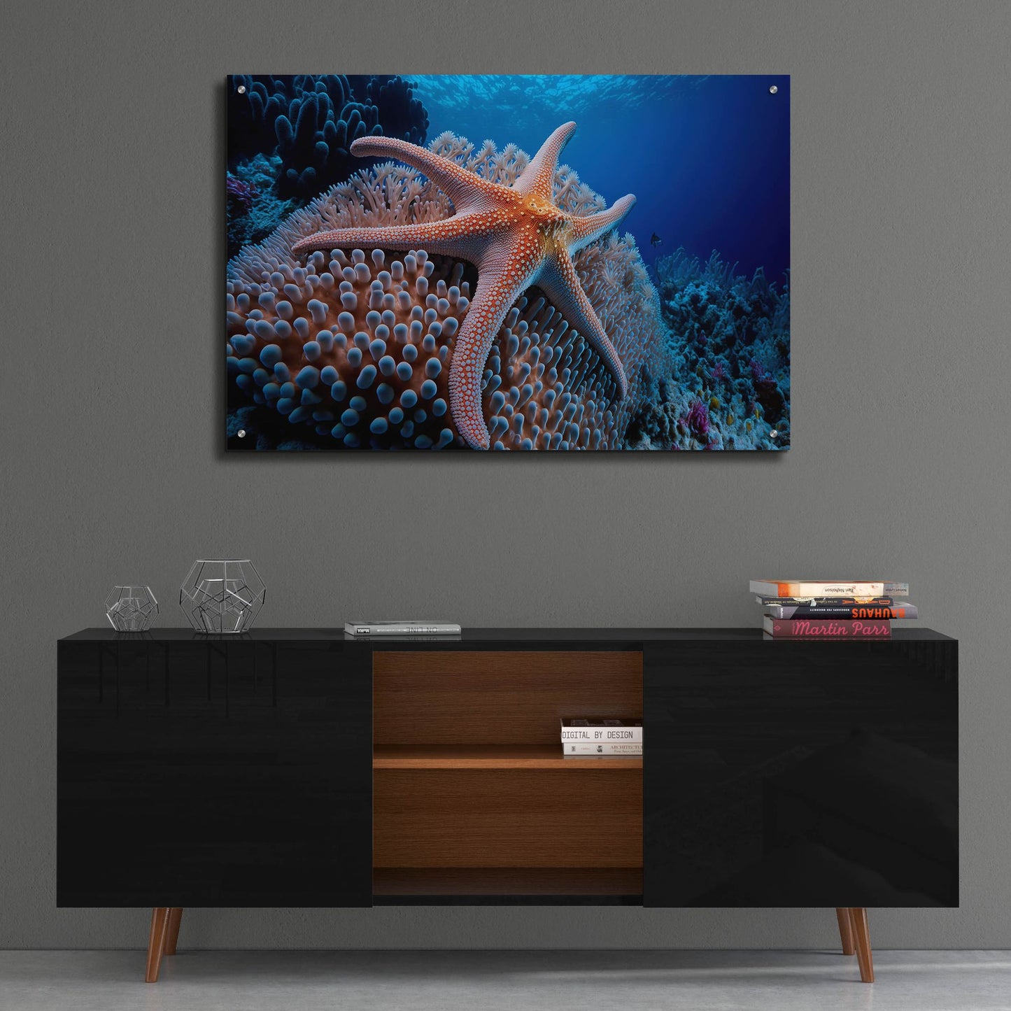 Epic Art 'Coral Starfish' by Epic Portfolio, Acrylic Glass Wall Art,36x24