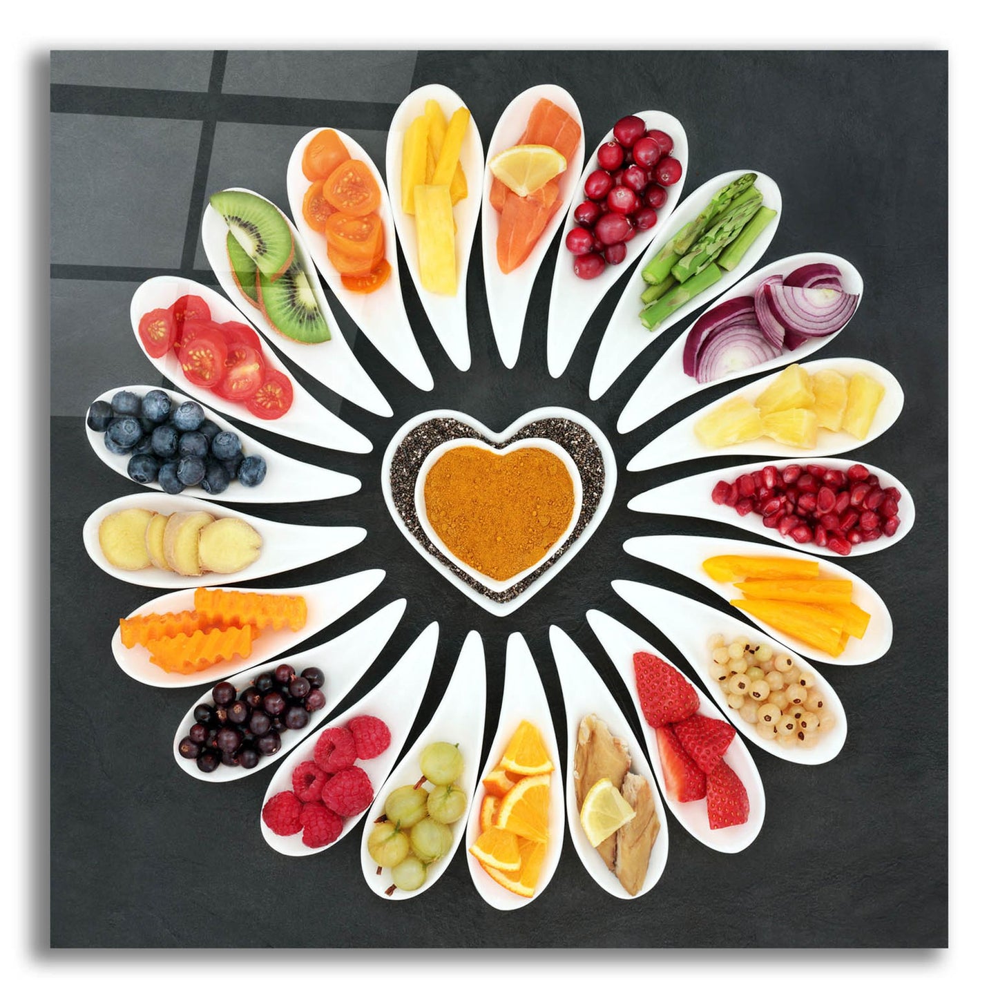 Epic Art 'Eat Your Fruit and Veggies' by Epic Portfolio, Acrylic Glass Wall Art