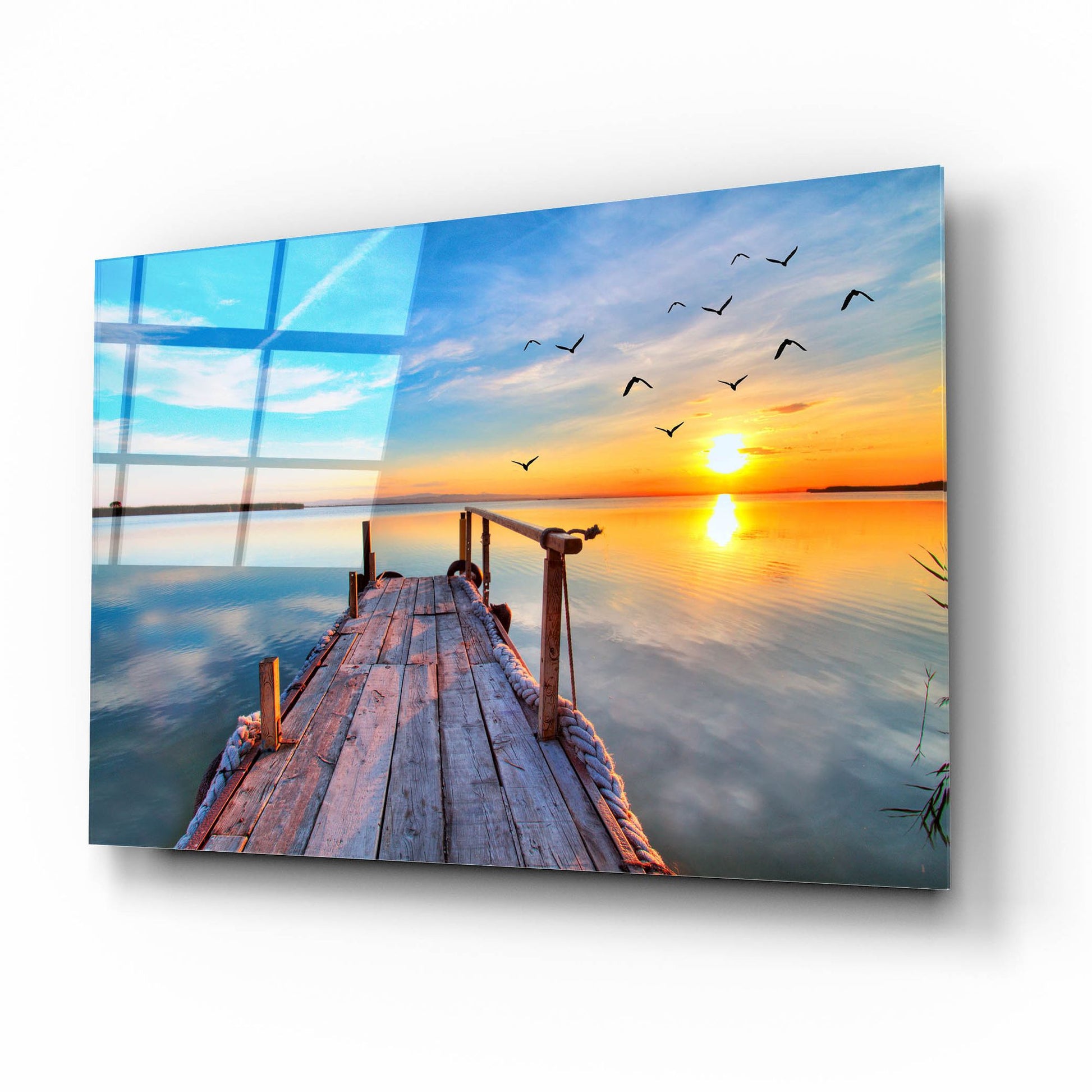 Epic Art 'Lakehouse Pier' by Epic Portfolio, Acrylic Glass Wall Art,16x12