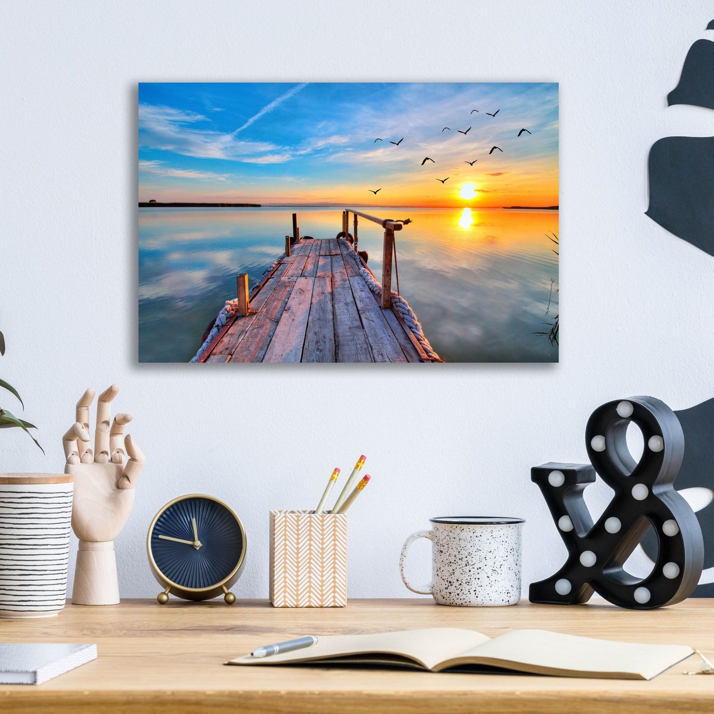 Epic Art 'Lakehouse Pier' by Epic Portfolio, Acrylic Glass Wall Art,16x12