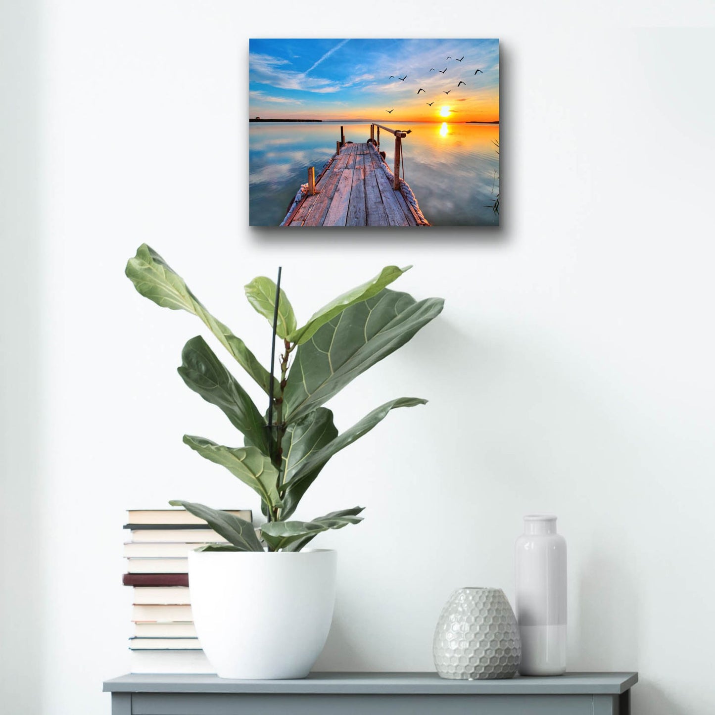 Epic Art 'Lakehouse Pier' by Epic Portfolio, Acrylic Glass Wall Art,16x12