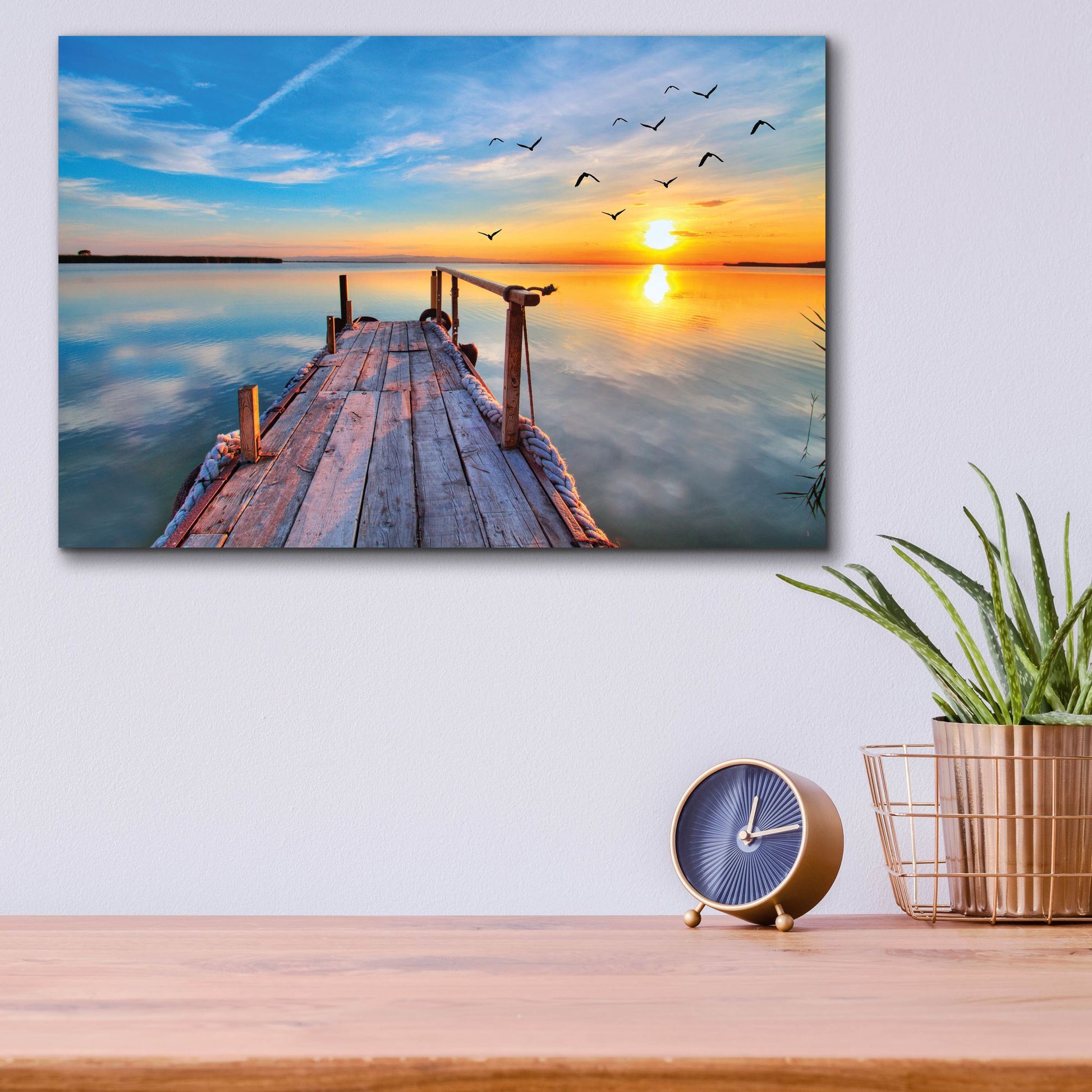 Epic Art 'Lakehouse Pier' by Epic Portfolio, Acrylic Glass Wall Art,16x12