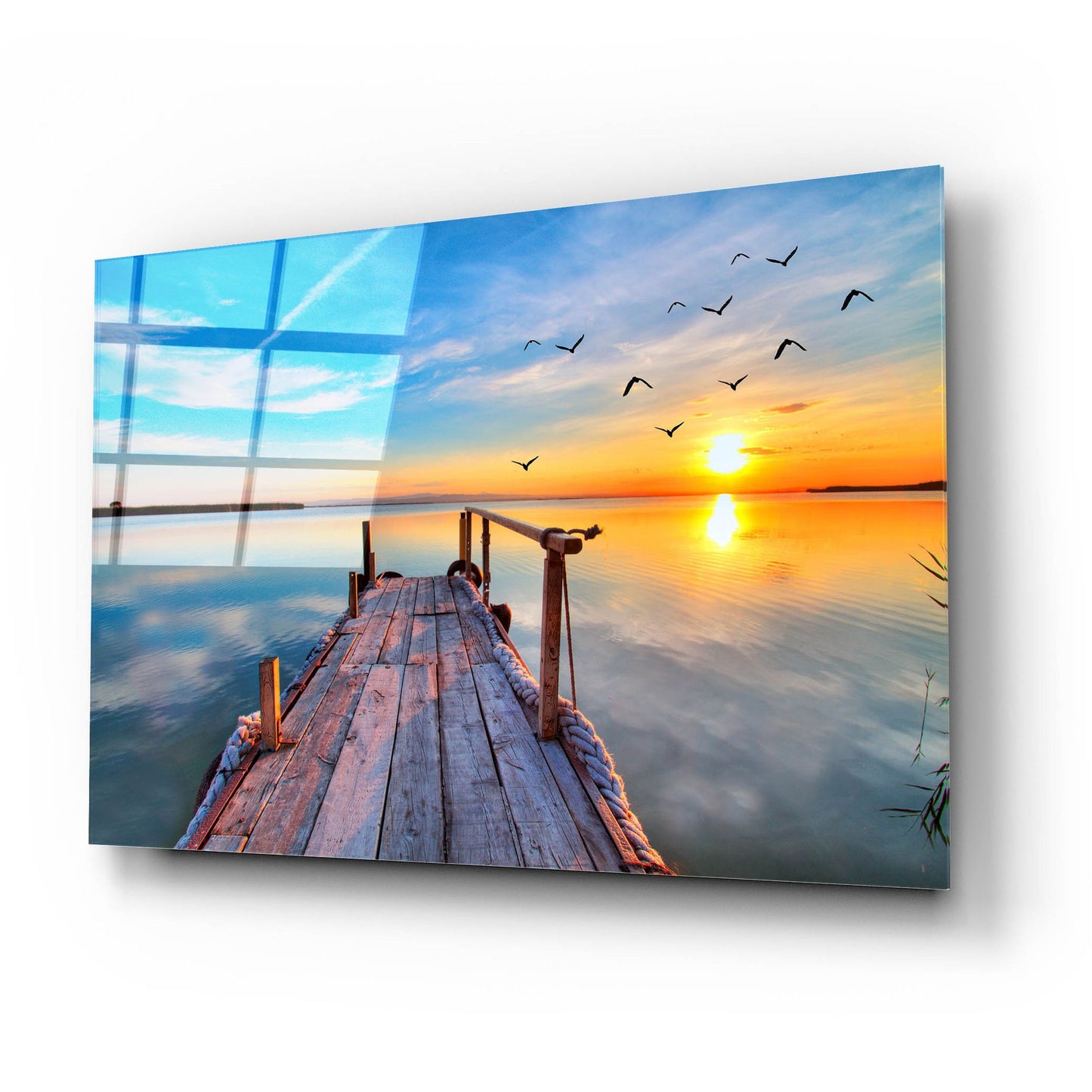 Epic Art 'Lakehouse Pier' by Epic Portfolio, Acrylic Glass Wall Art,24x16