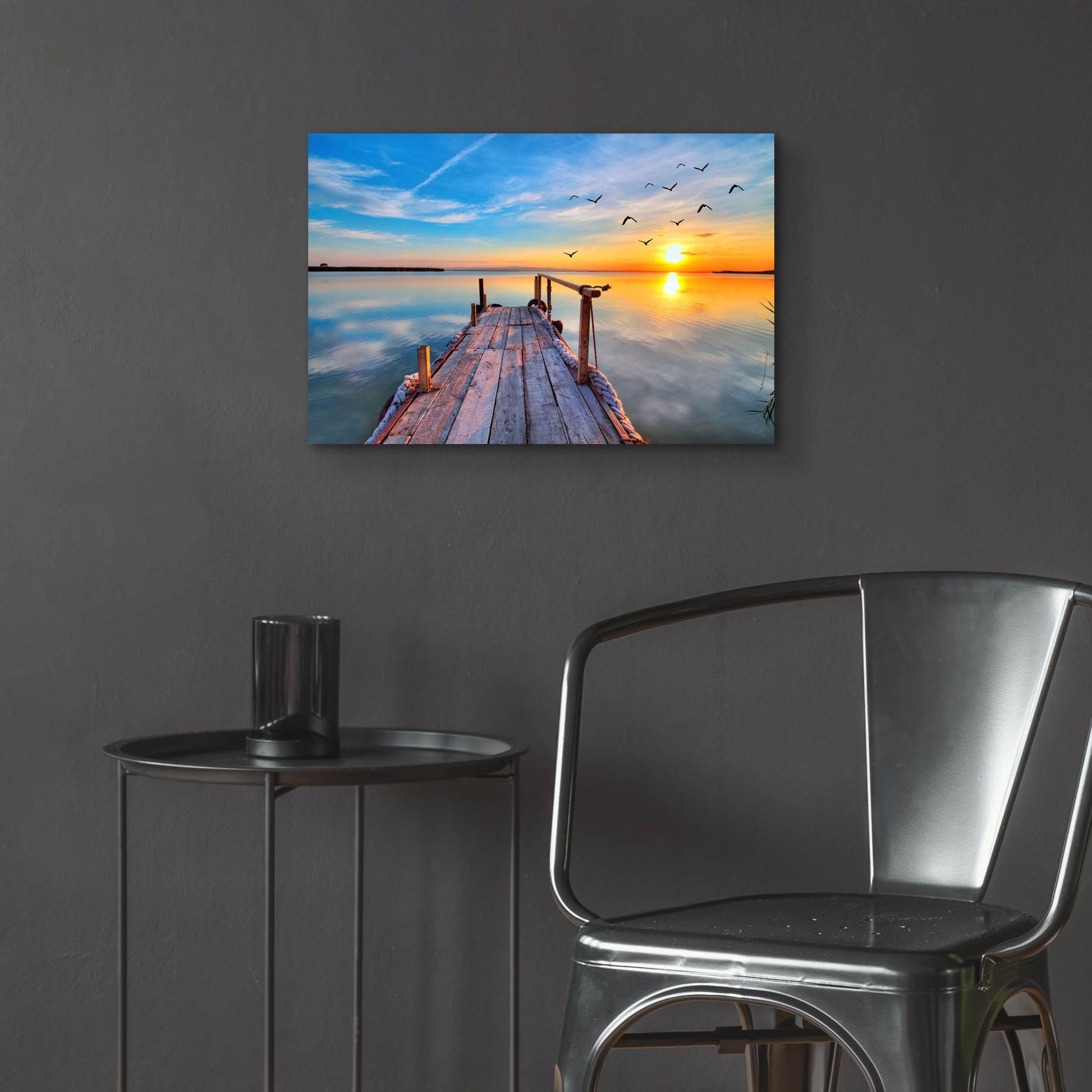 Epic Art 'Lakehouse Pier' by Epic Portfolio, Acrylic Glass Wall Art,24x16